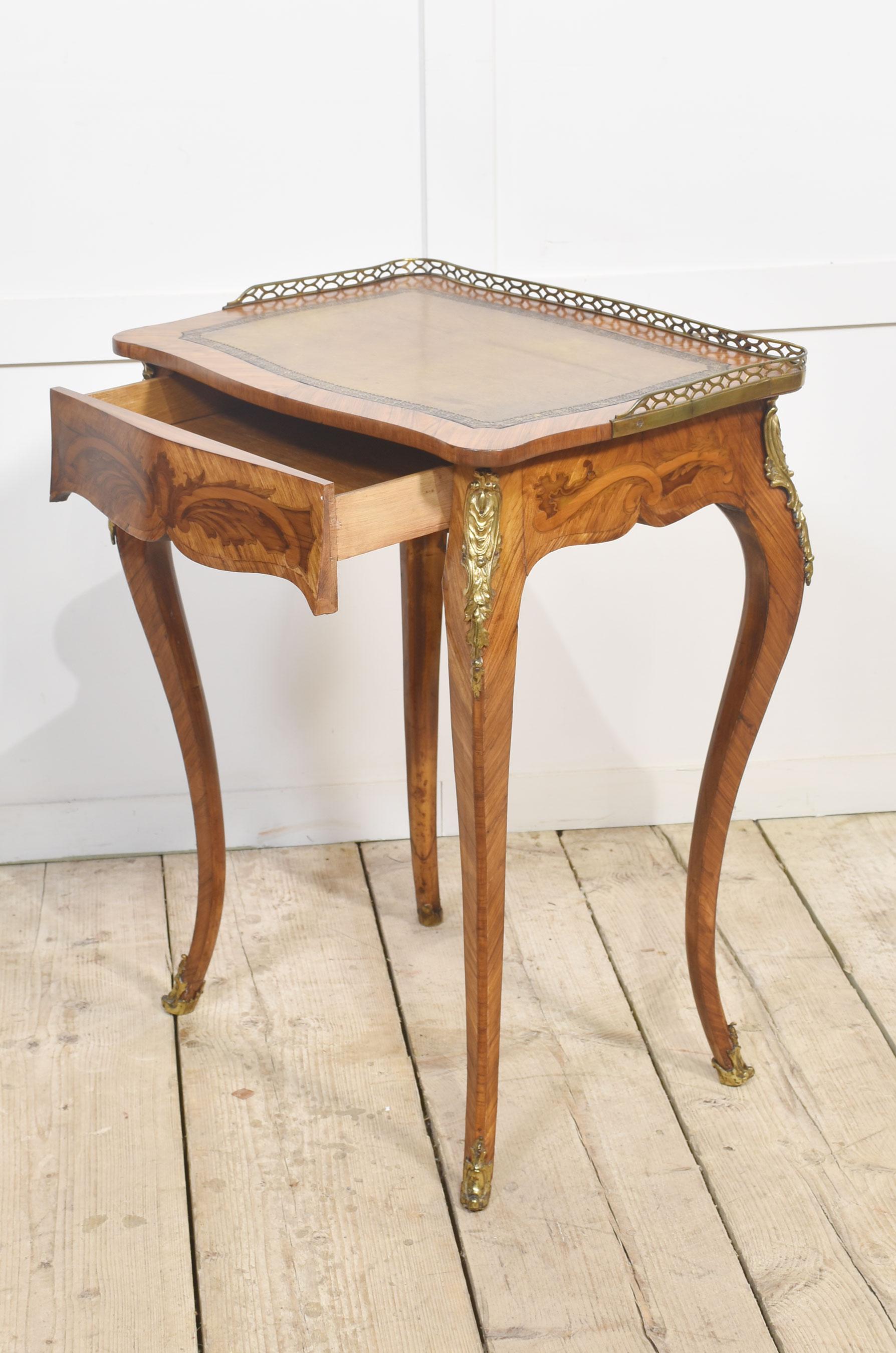 French gilt-metal mounted marquetry side table For Sale 5
