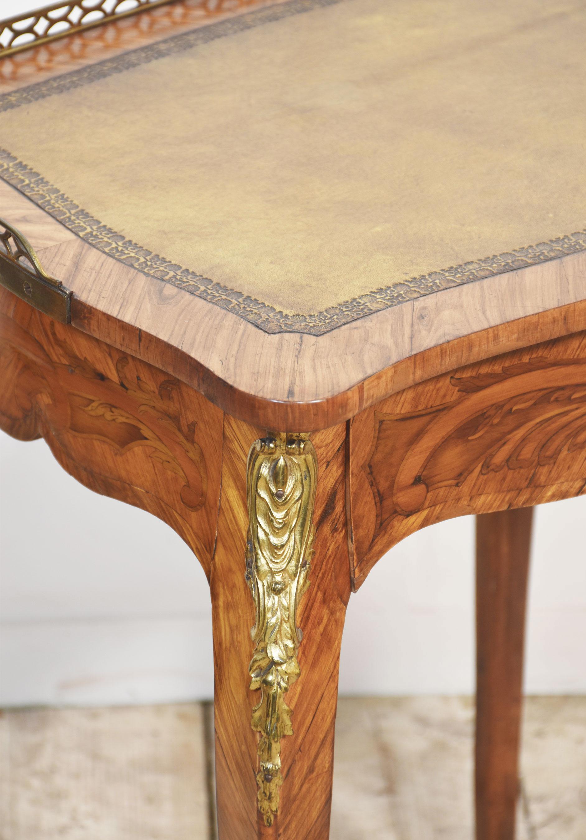 French gilt-metal mounted marquetry side table For Sale 8