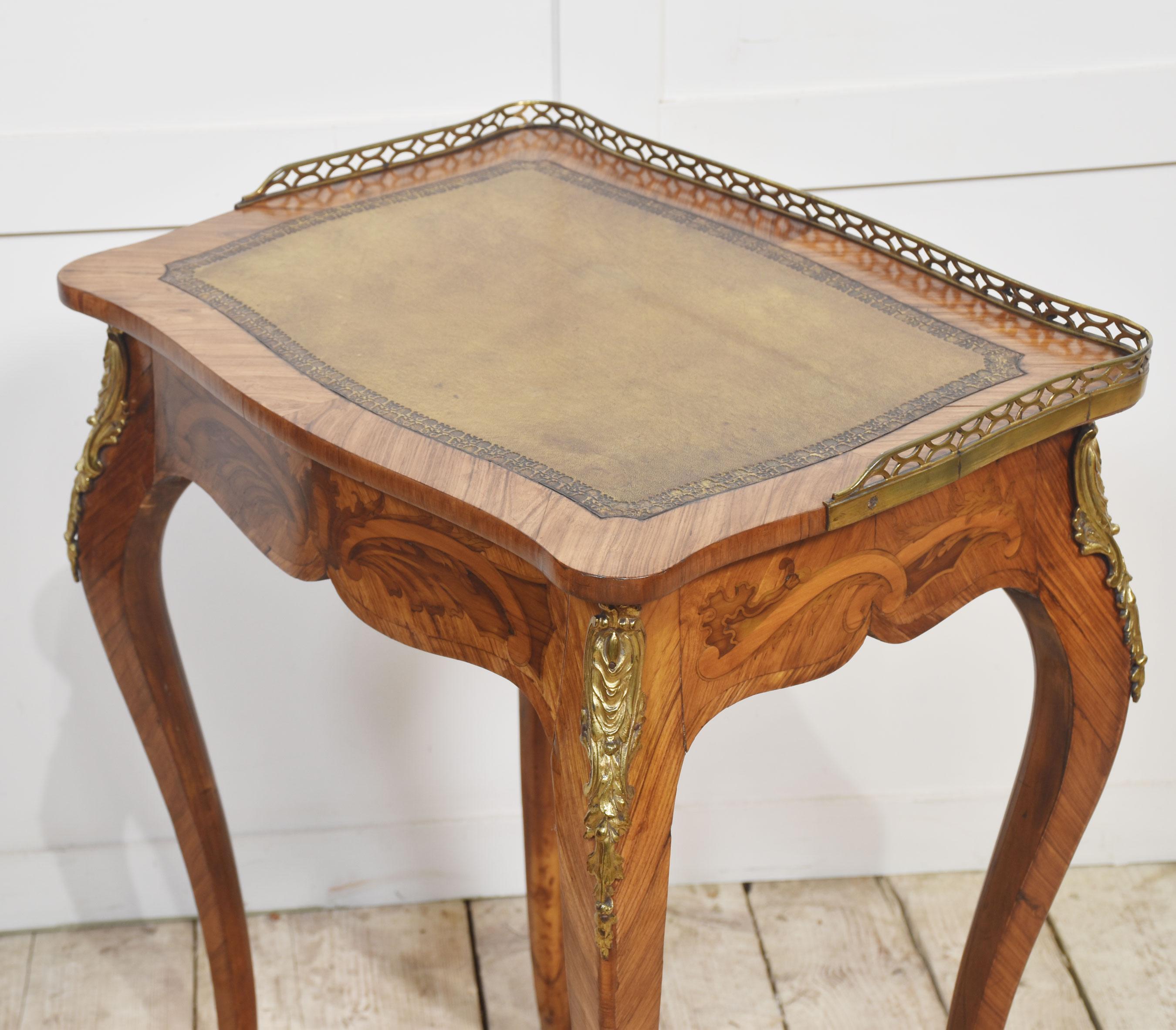 French gilt-metal mounted marquetry side table For Sale 4