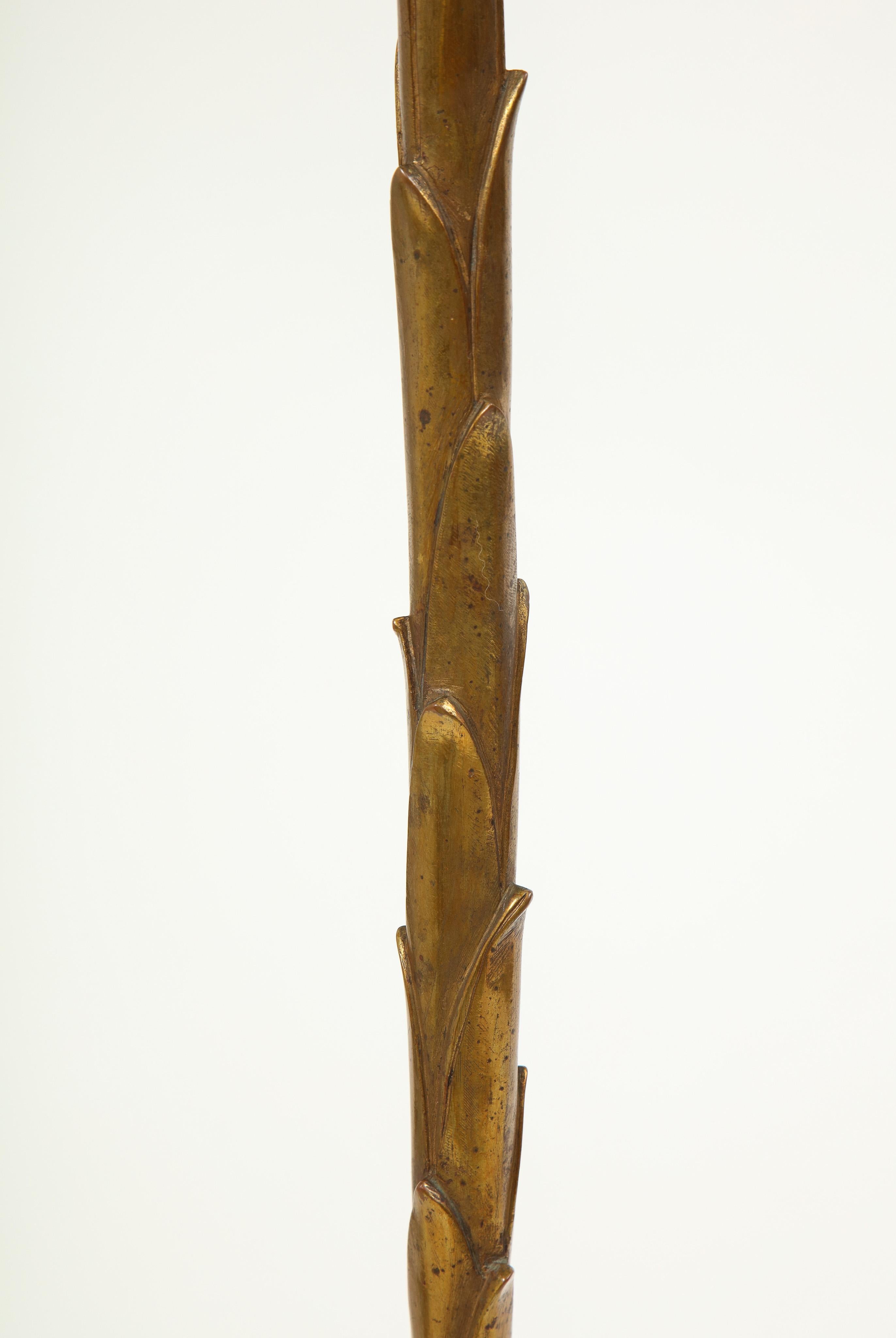French Gilt Metal Palm Tree Floor Lamp In Good Condition In New York, NY