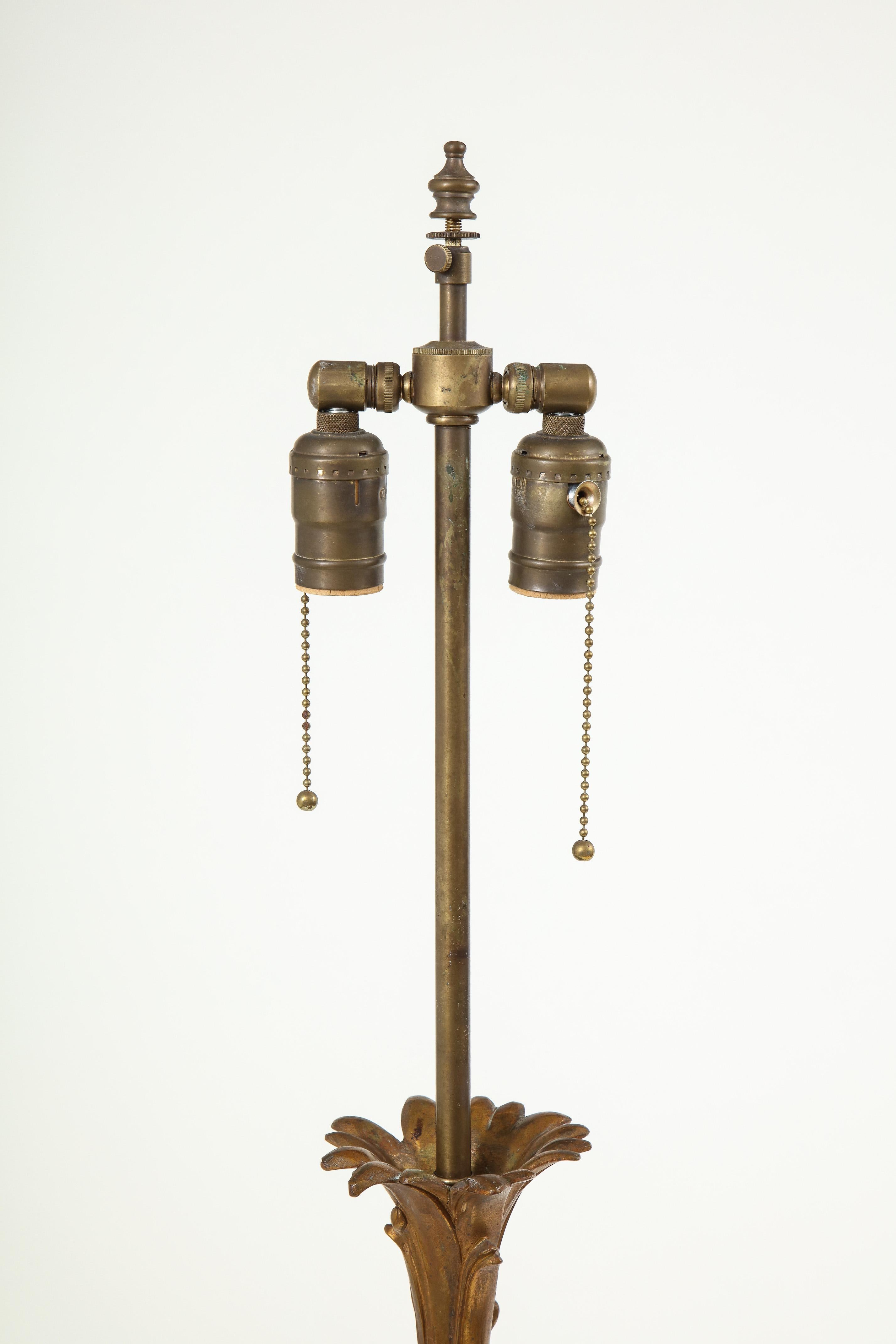 Mid-20th Century French Gilt Metal Palm Tree Floor Lamp
