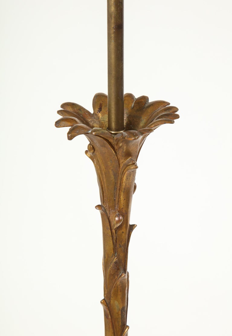 Bronze French Gilt Metal Palm Tree Floor Lamp For Sale