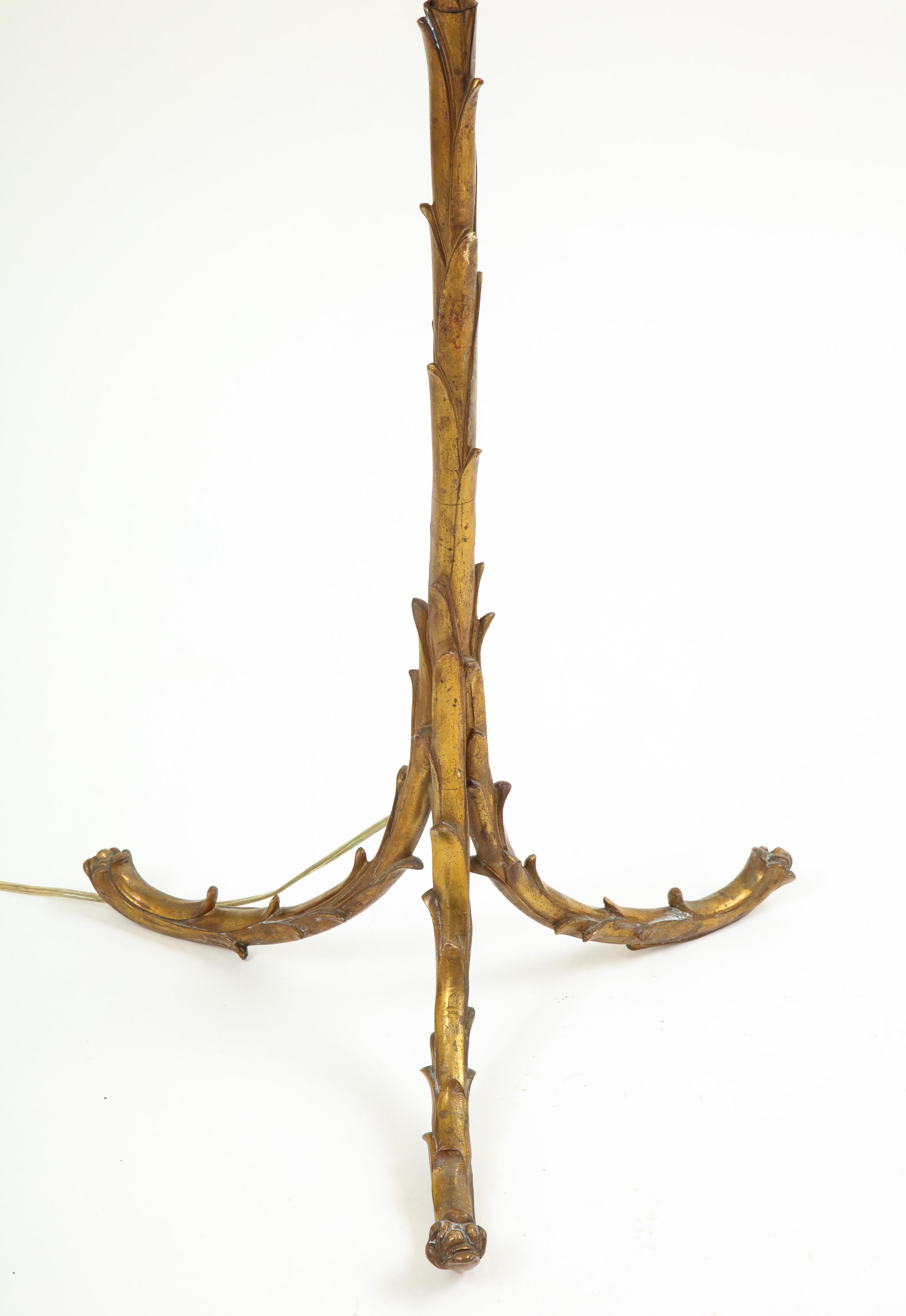 French Gilt Metal Palm Tree Floor Lamp 1