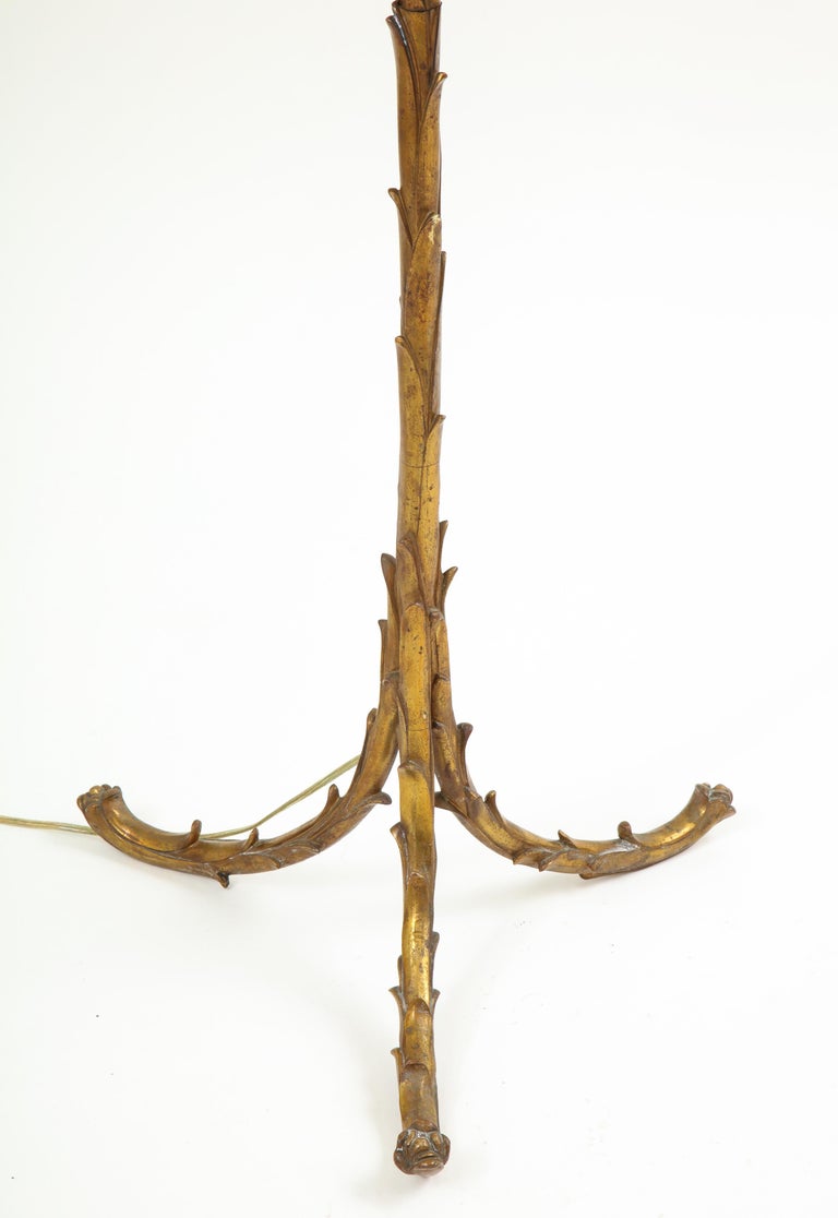 French Gilt Metal Palm Tree Floor Lamp For Sale 1
