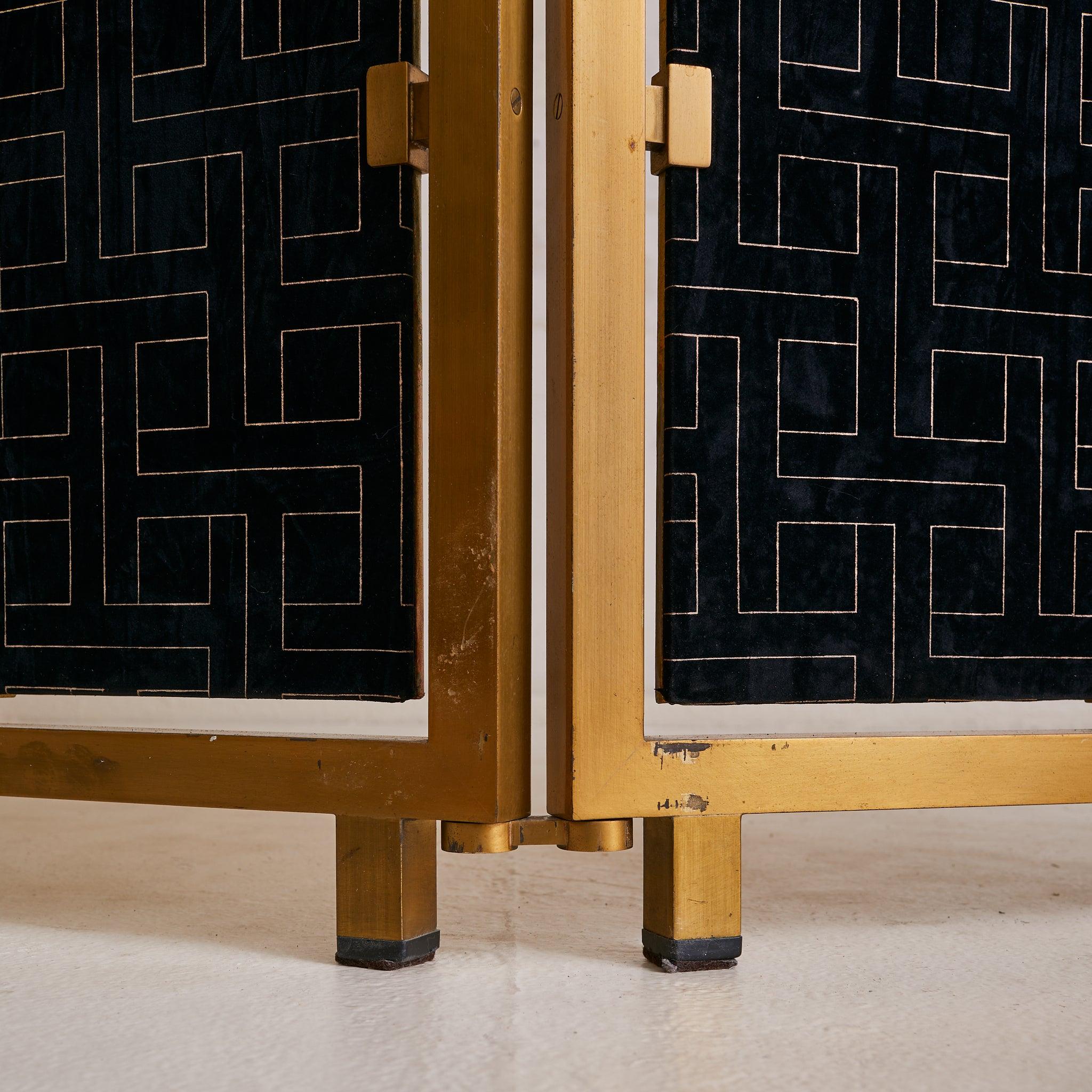 French Gilt-Metal + Patinated Gold-Leaf Folding Screen, 1970s en vente 3