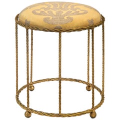 French Gilt Metal Rope Twist Stool