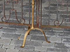 French Gilt Metal Side Table with Tripod Base and Mirror Top, circa 1920