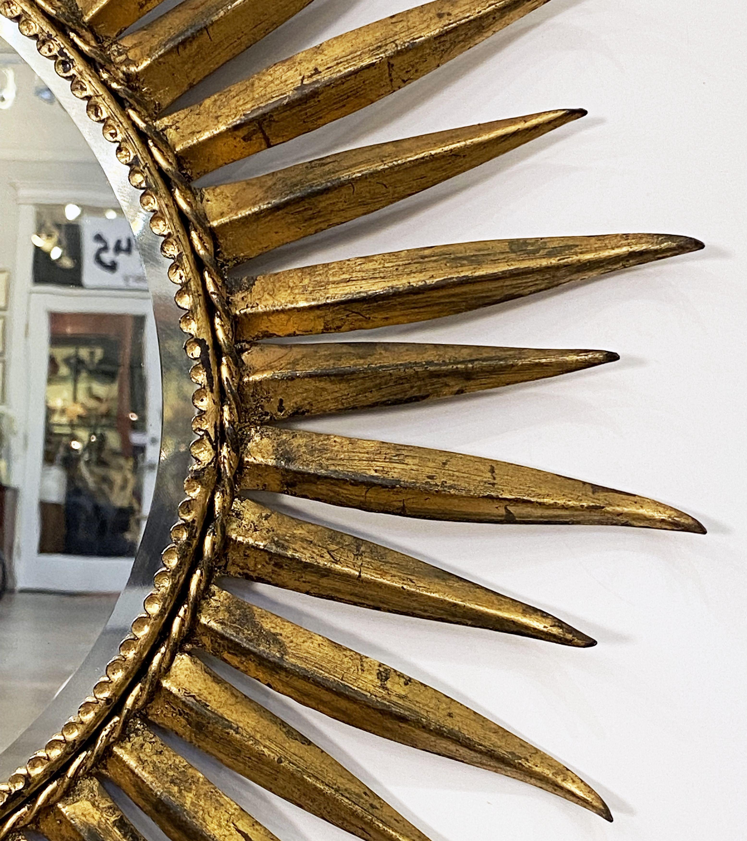 French Gilt Metal Starburst or Sunburst Mirror (Diameter 24) 5