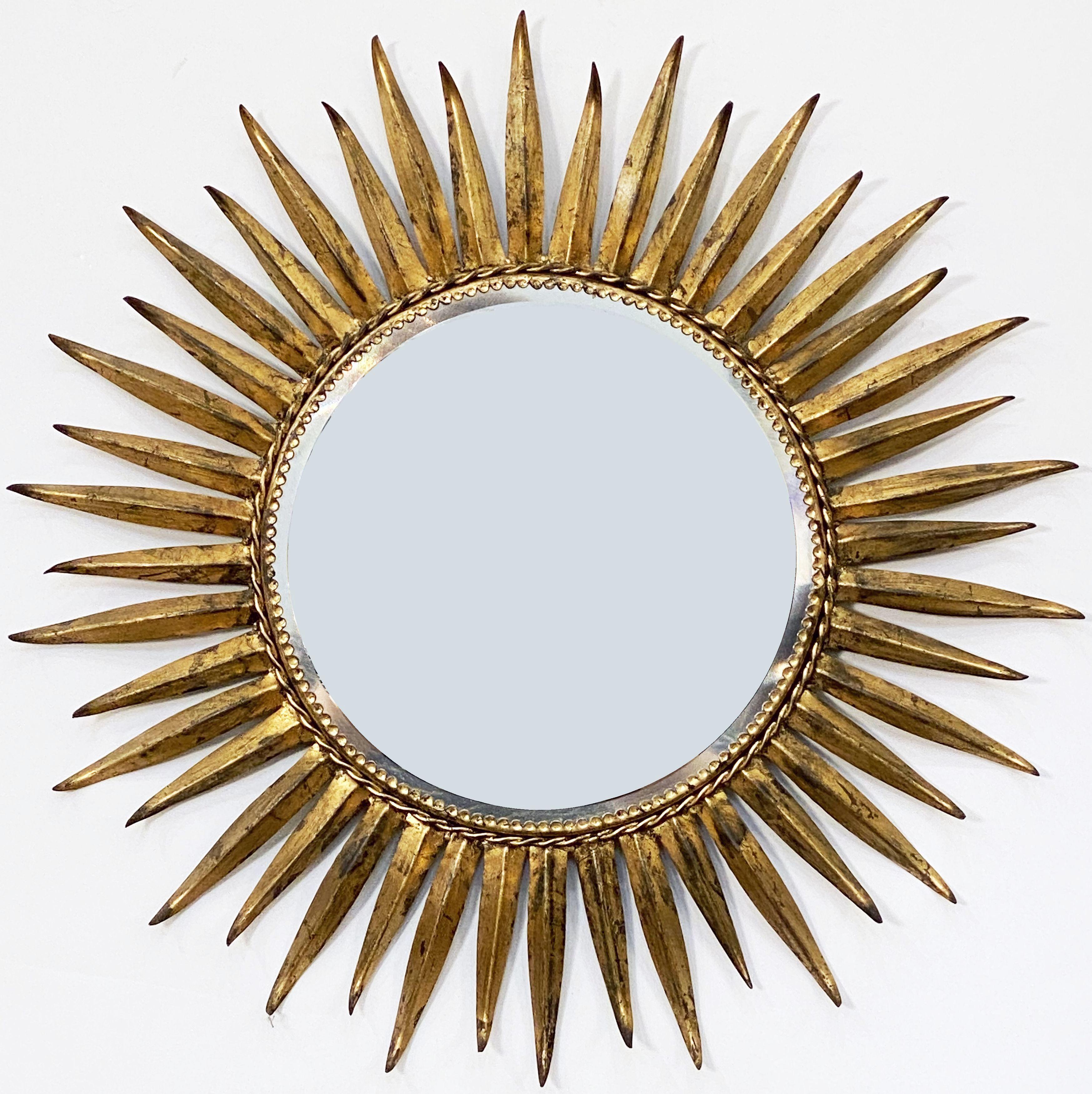 French Gilt Metal Starburst or Sunburst Mirror (Diameter 24) 8