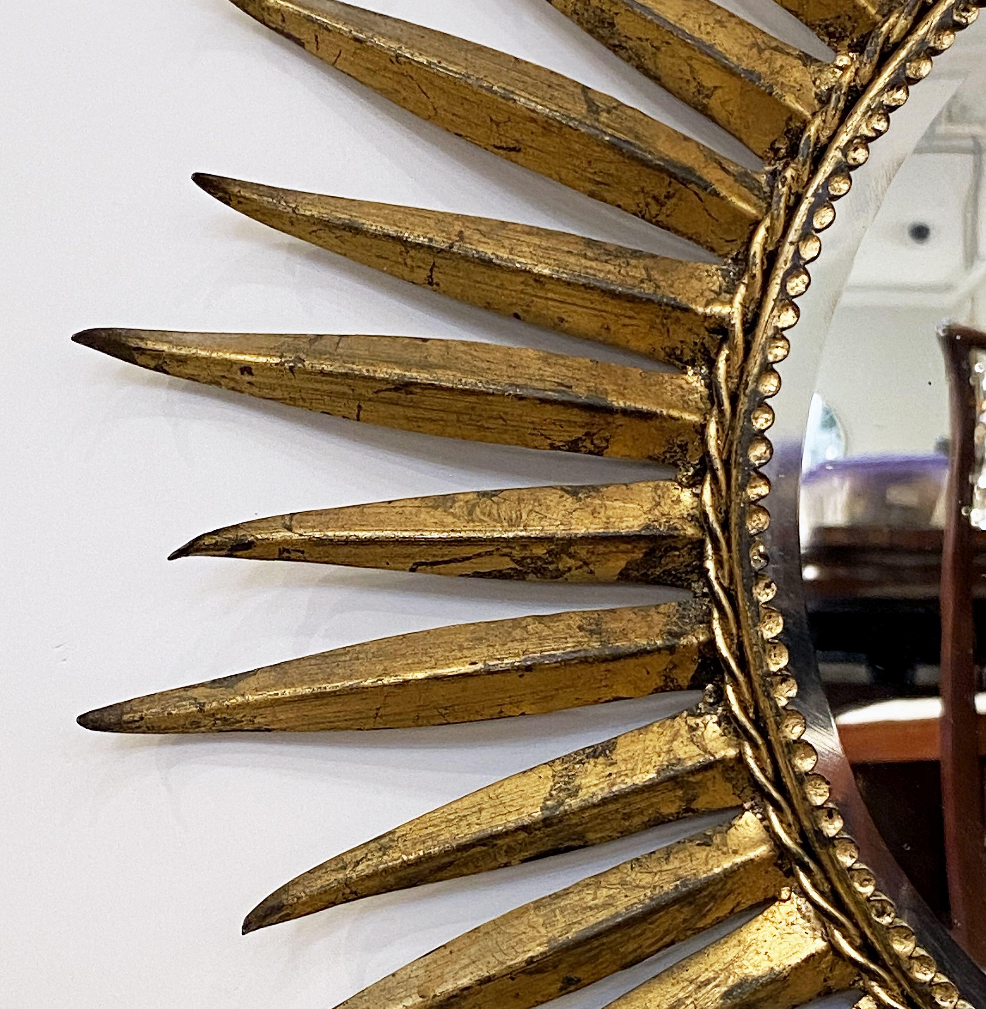 French Gilt Metal Starburst or Sunburst Mirror (Diameter 24) 1