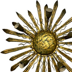 French Gilt Metal Sunburst Fixture