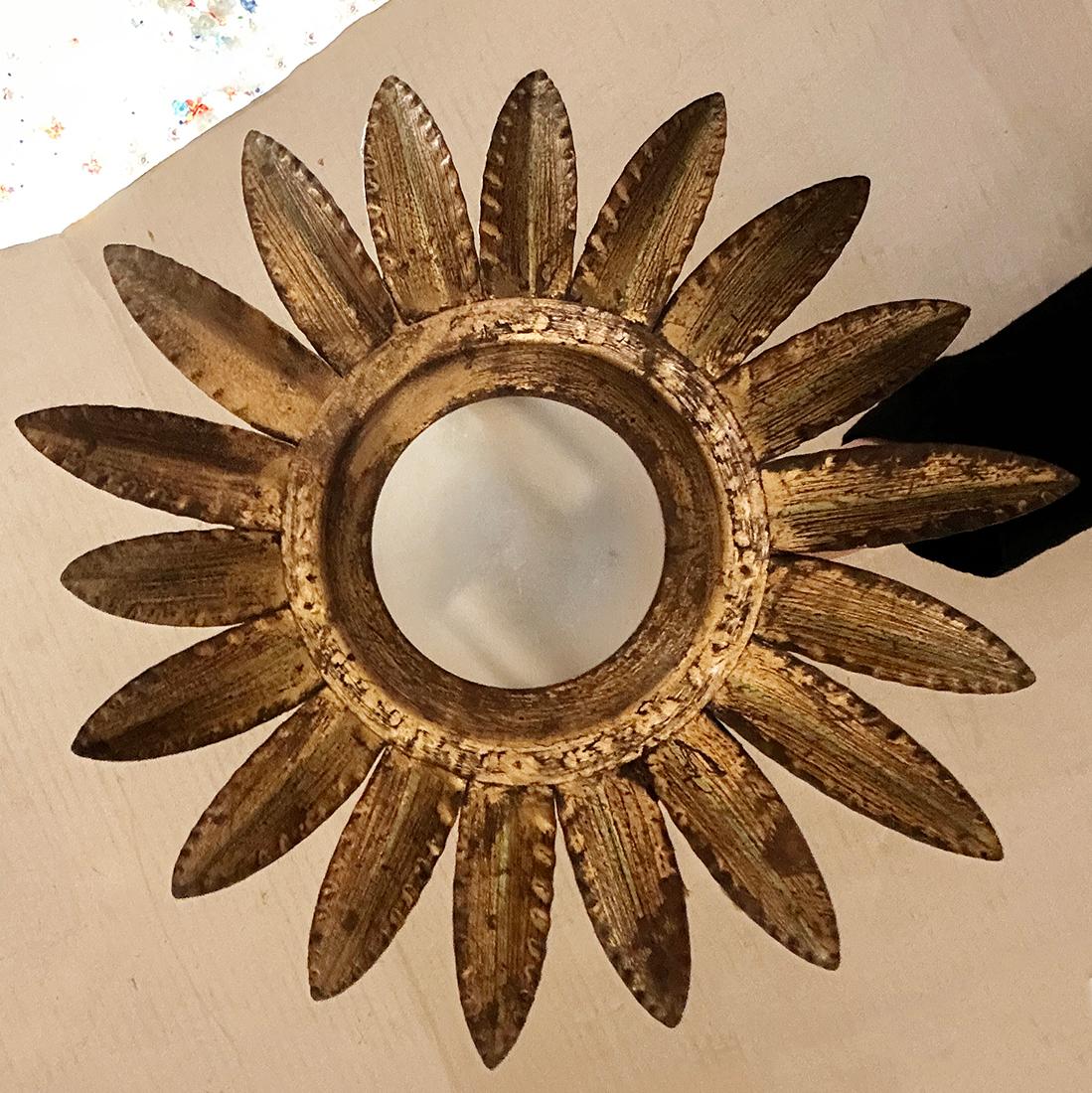 Mid-20th Century French Gilt Metal Sunburst Fixture For Sale