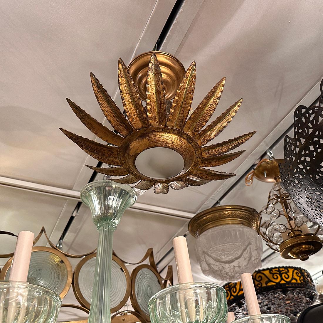 French Gilt Metal Sunburst Fixture For Sale 1