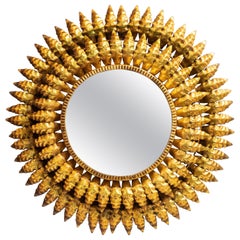 French Gilt Metal Sunburst Mirror (Diameter 20)