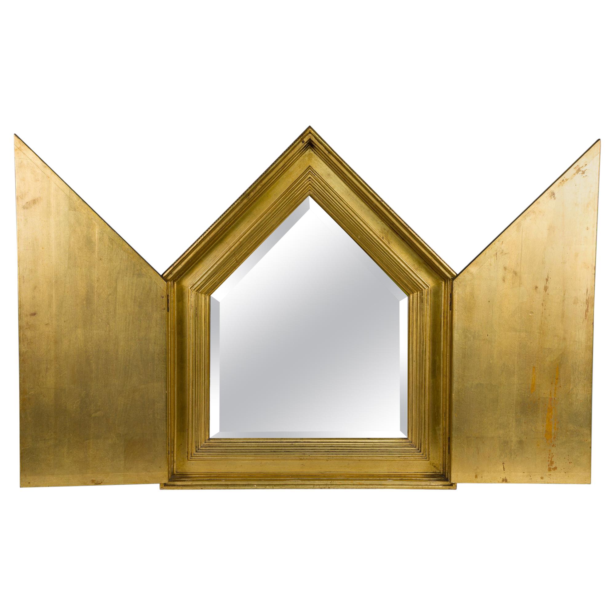 Miroir français doré avec portes
