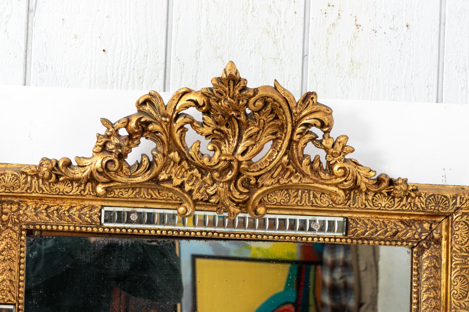 20th Century French Gilt Mirror with Venetian Panels