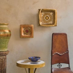 Vassoio in ceramica dorata e arancione di Georges Pelletier, anni ’70