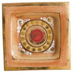 Vassoio in ceramica dorata e arancione di Georges Pelletier, anni ’70