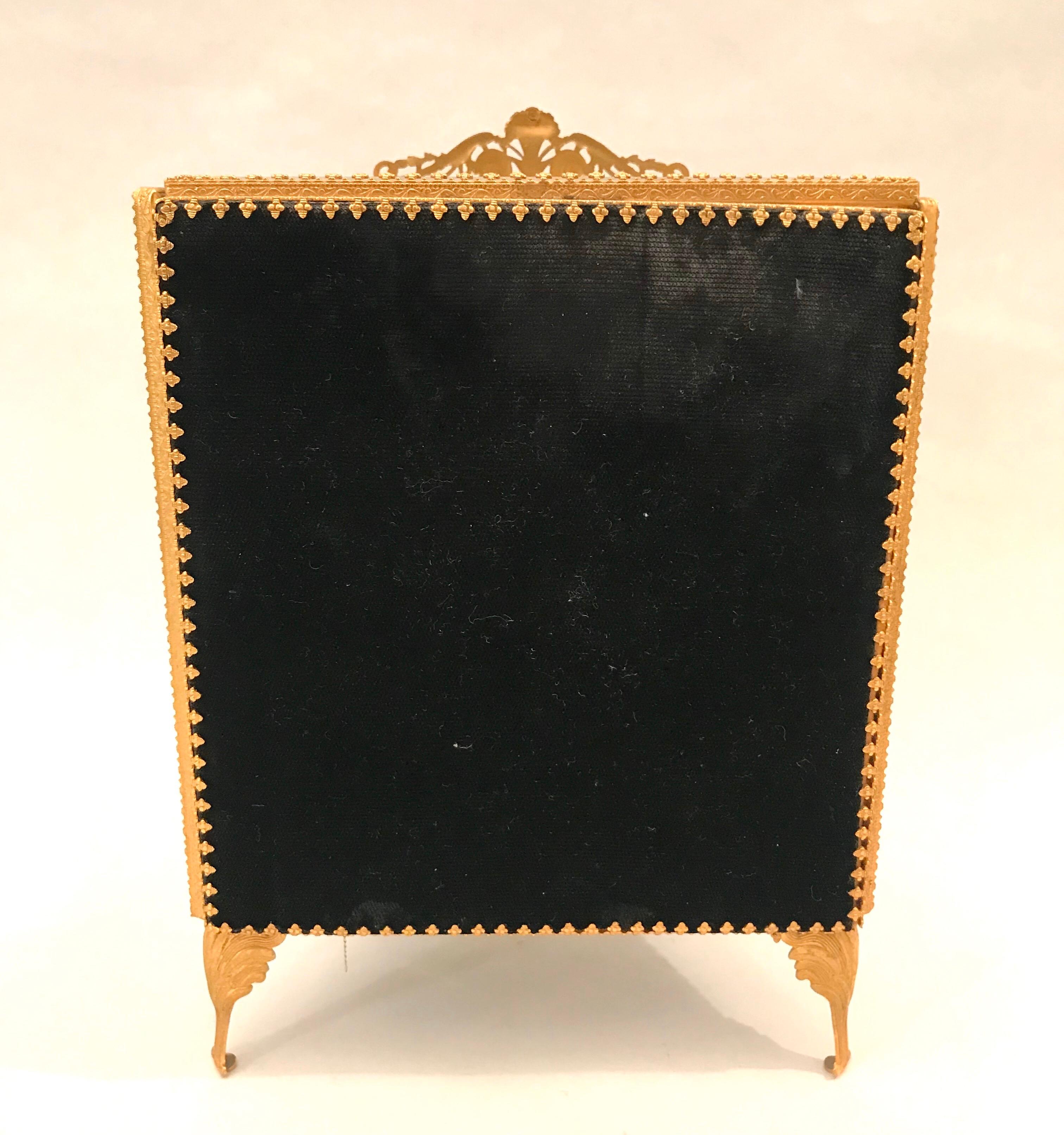 Metal French Gilt Ormolu Miniature Vitrine Jewelry Box Display For Sale