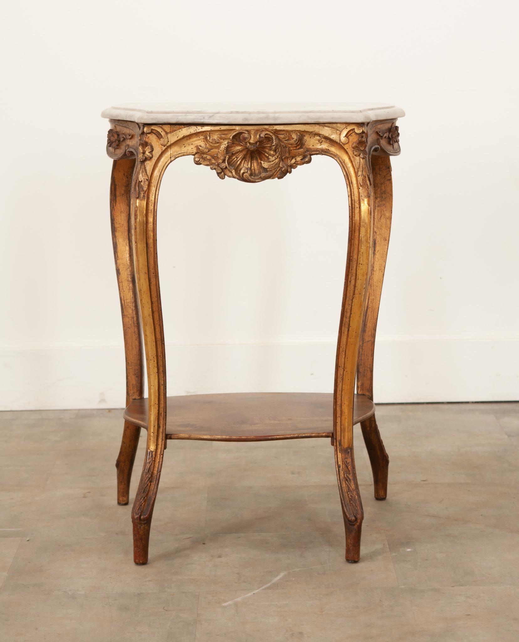 Hand-Carved French Gilt & Painted Louis XV Table For Sale
