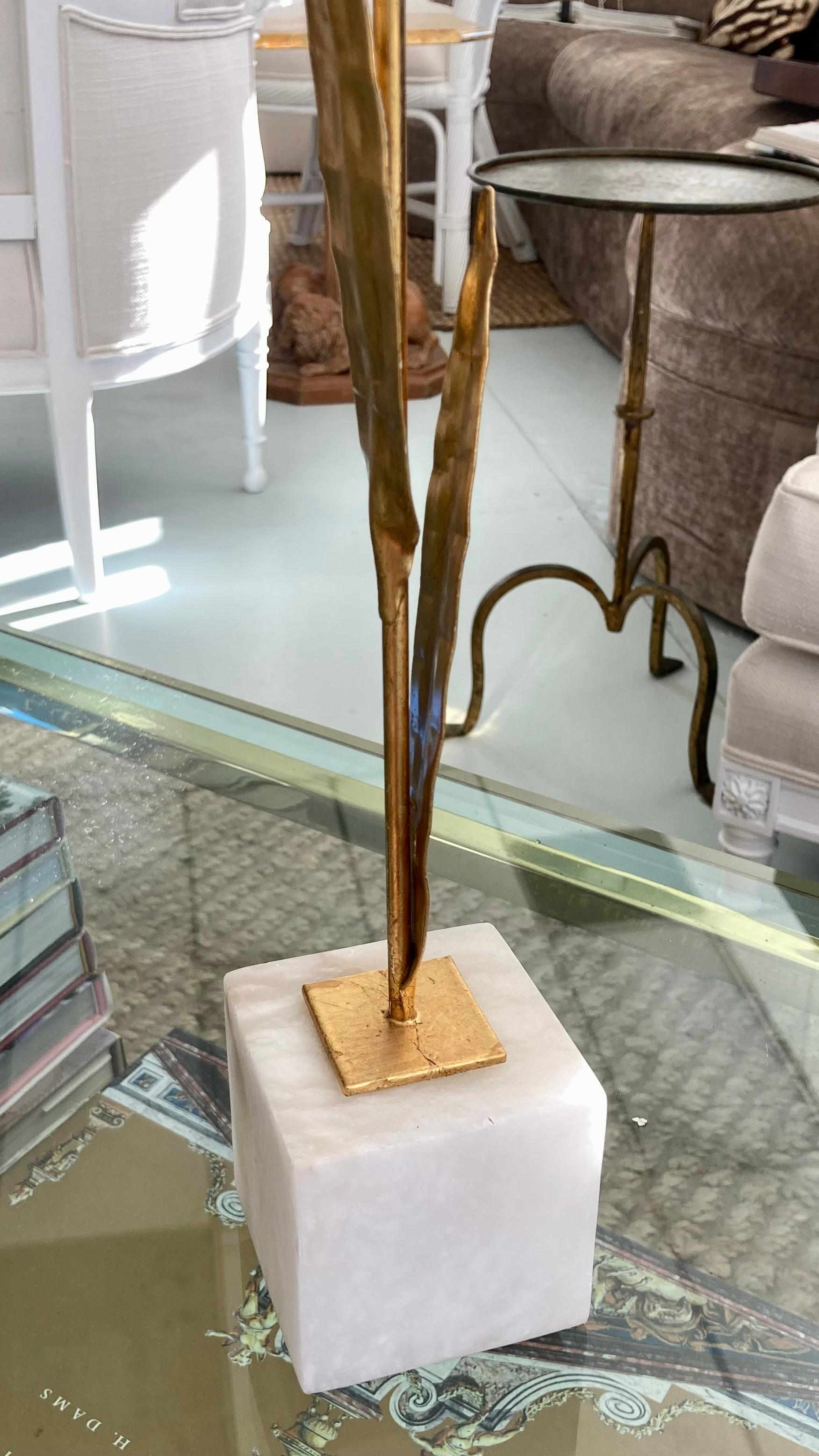French Gilt Palm Tree With Rock Crystal and Marble Base - Tall For Sale 7