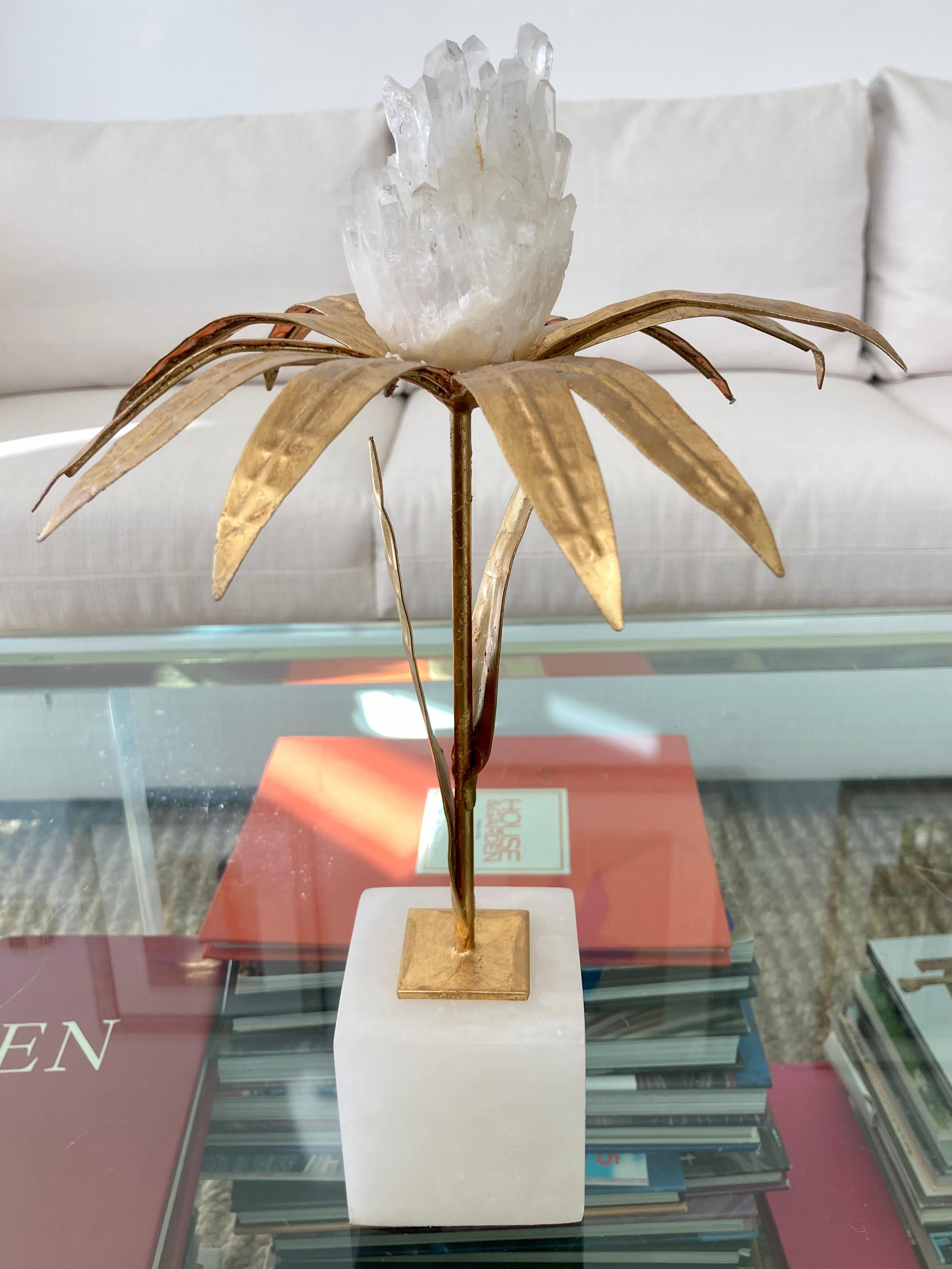 Gorgeous French gilt palm tree with rock crystal detail and marble base. Beautiful table top accessory with a luxury element. We have 4 slightly different styles available. Collect all 4.