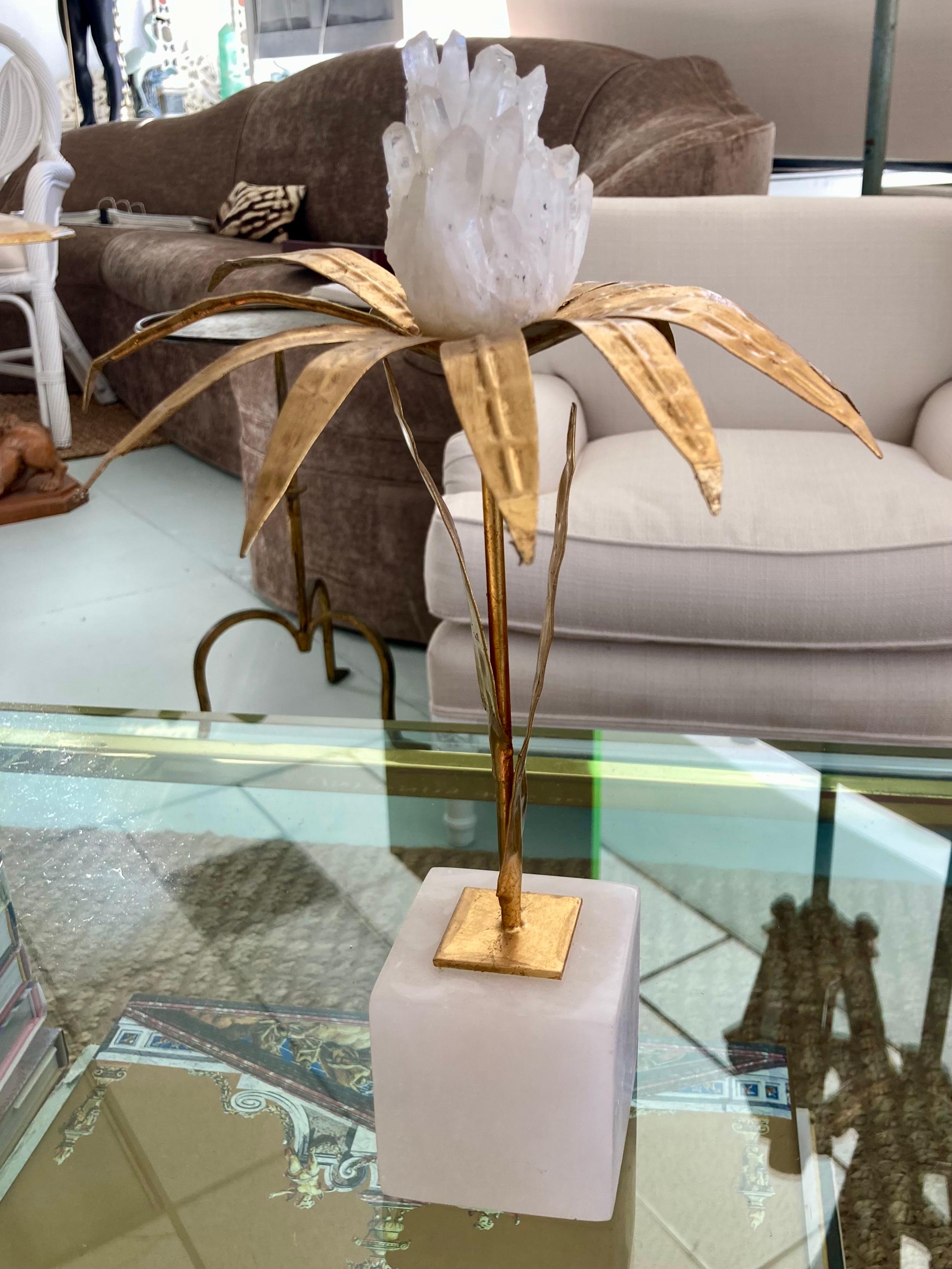 Metal French Gilt Palm Tree With Rock Crystal Lower For Sale