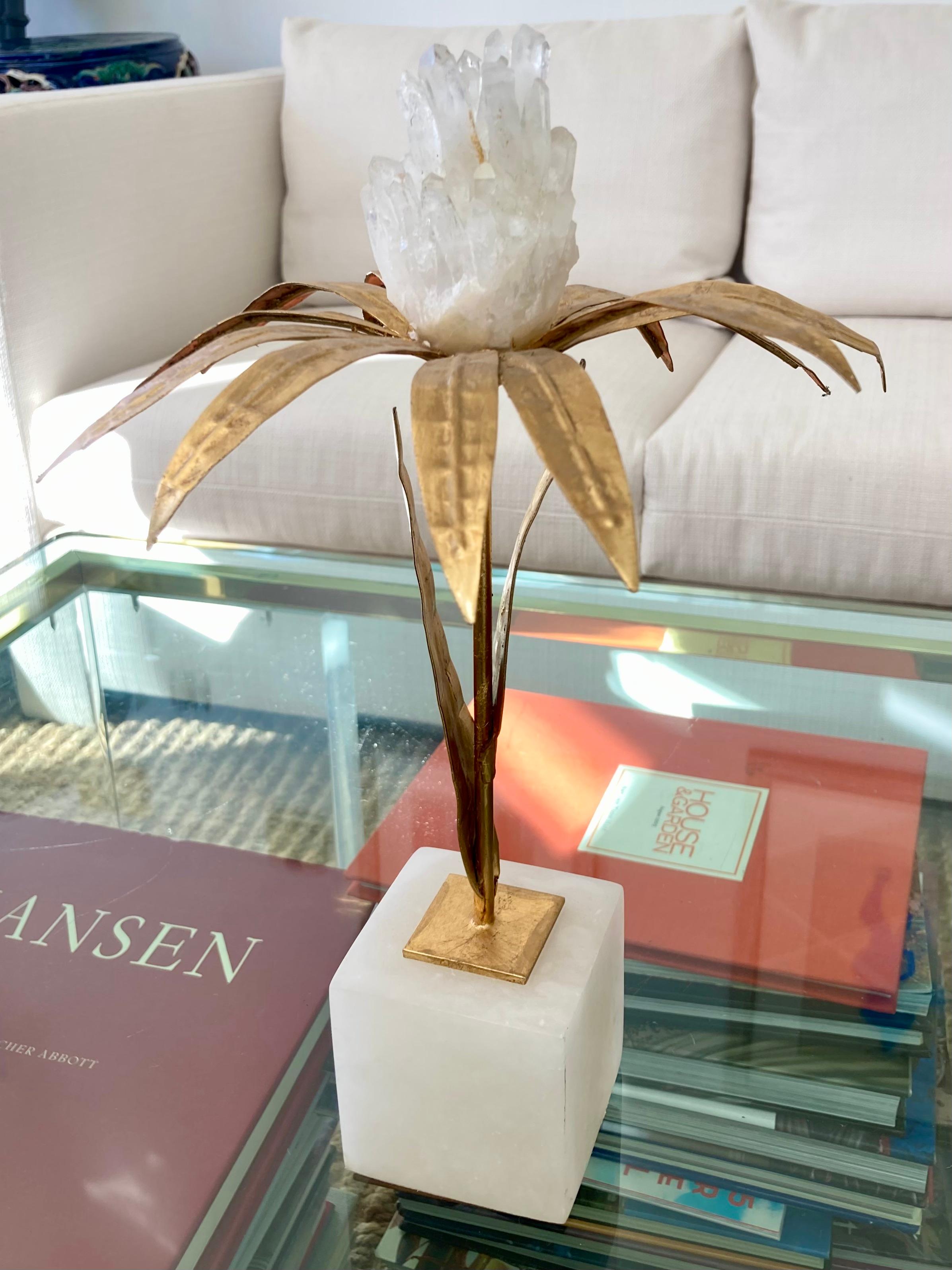 French Gilt Palm Tree With Rock Crystal Lower For Sale 1