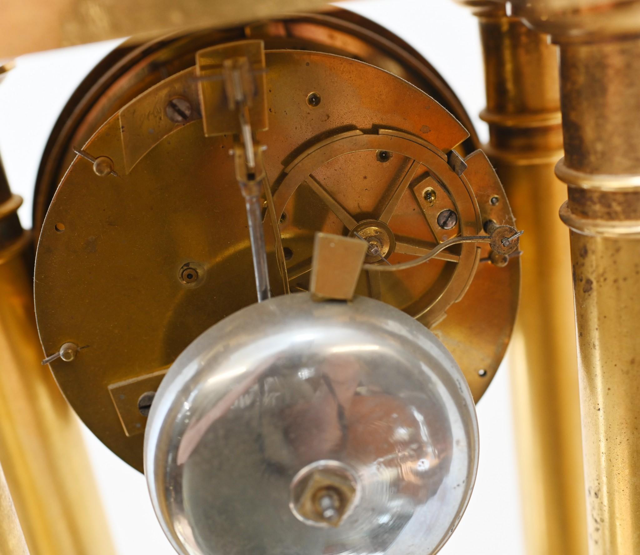 French Gilt Portico Clock Charles X 1810 7