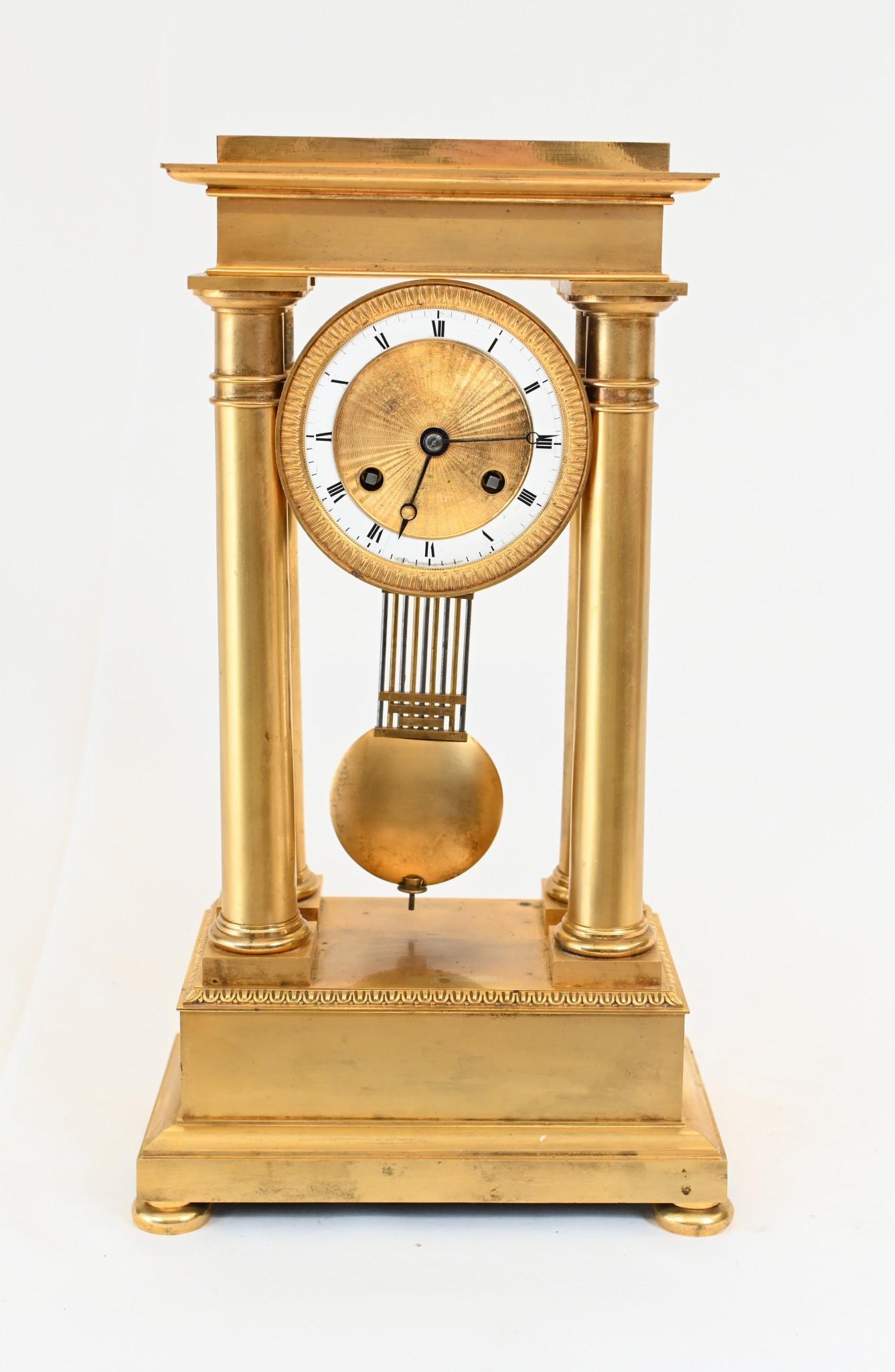 French Gilt Portico Clock Charles X 1810 9