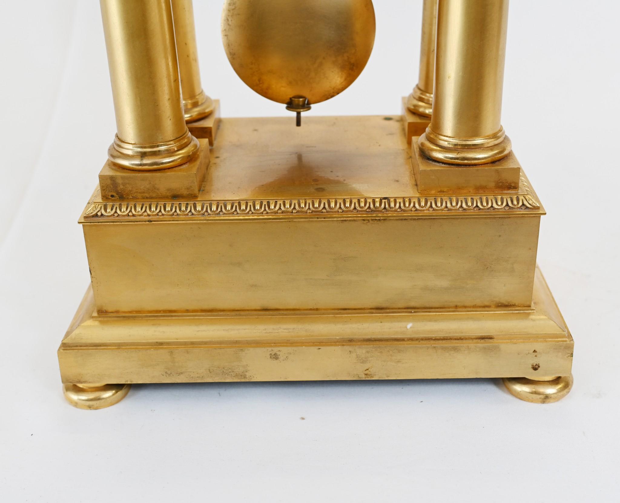 French Gilt Portico Clock Charles X 1810 11
