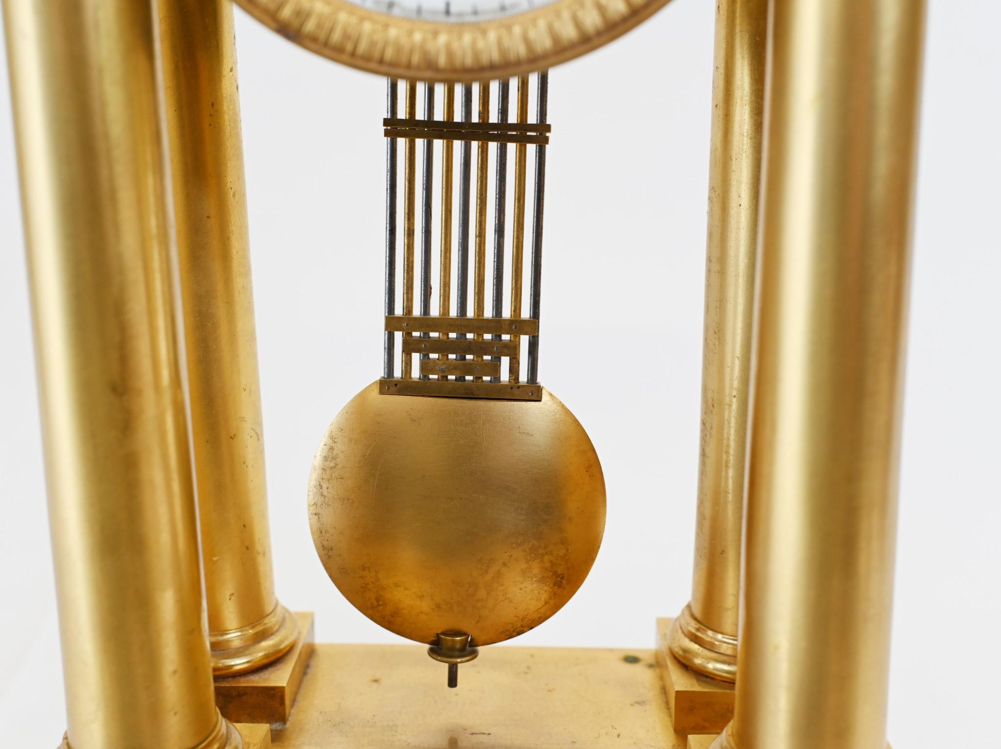 French Gilt Portico Clock Charles X 1810 13