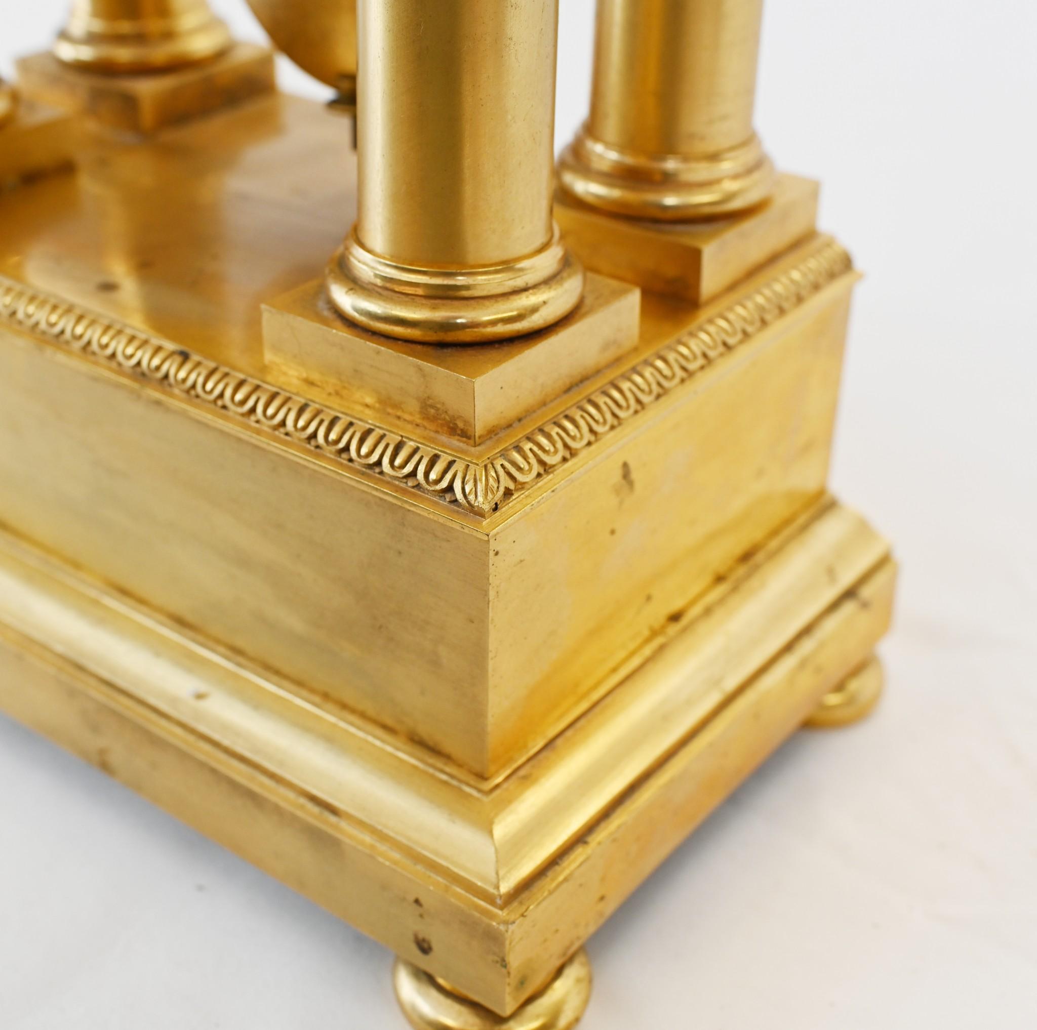 French Gilt Portico Clock Charles X 1810 14