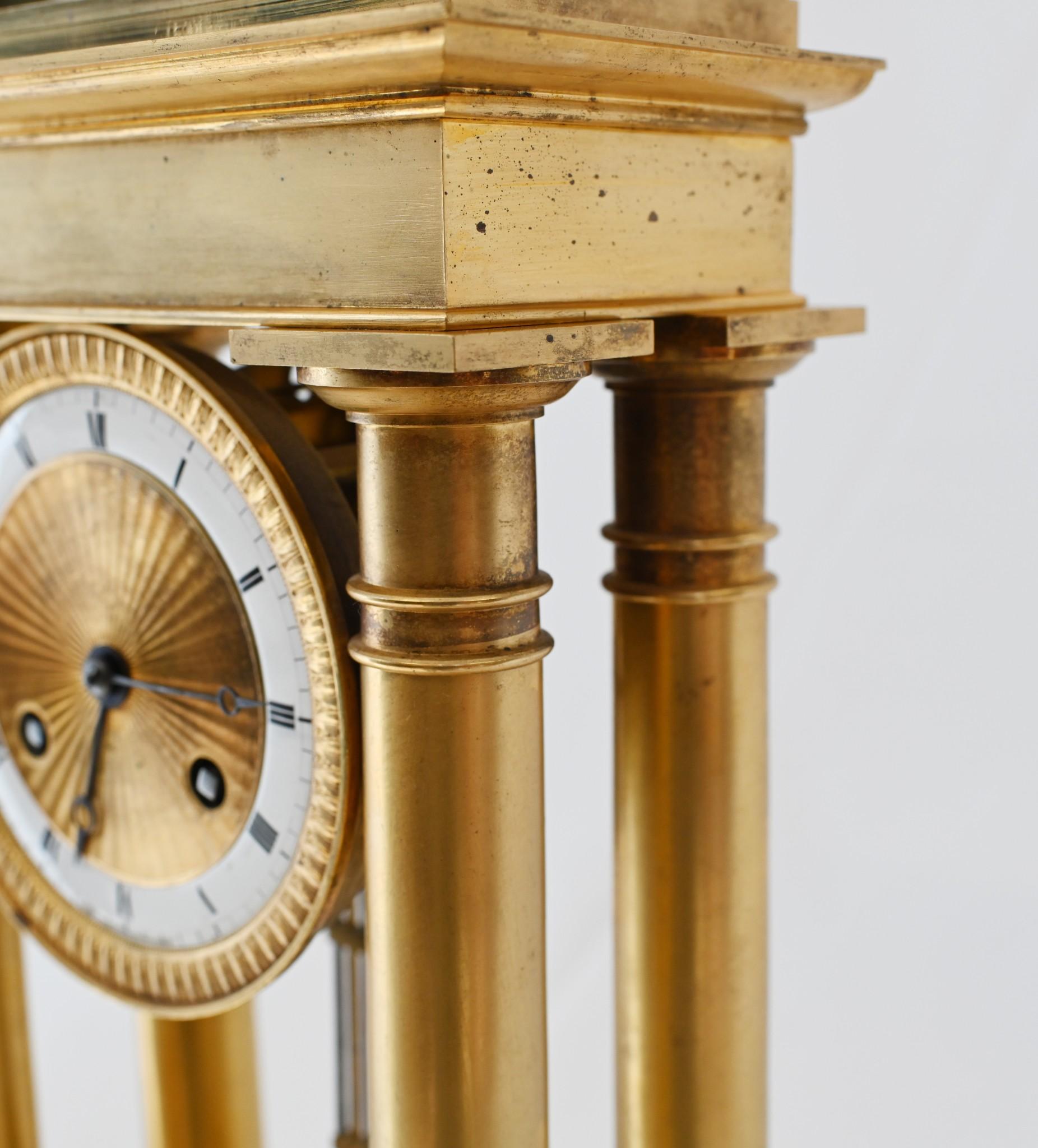 Early 19th Century French Gilt Portico Clock Charles X 1810