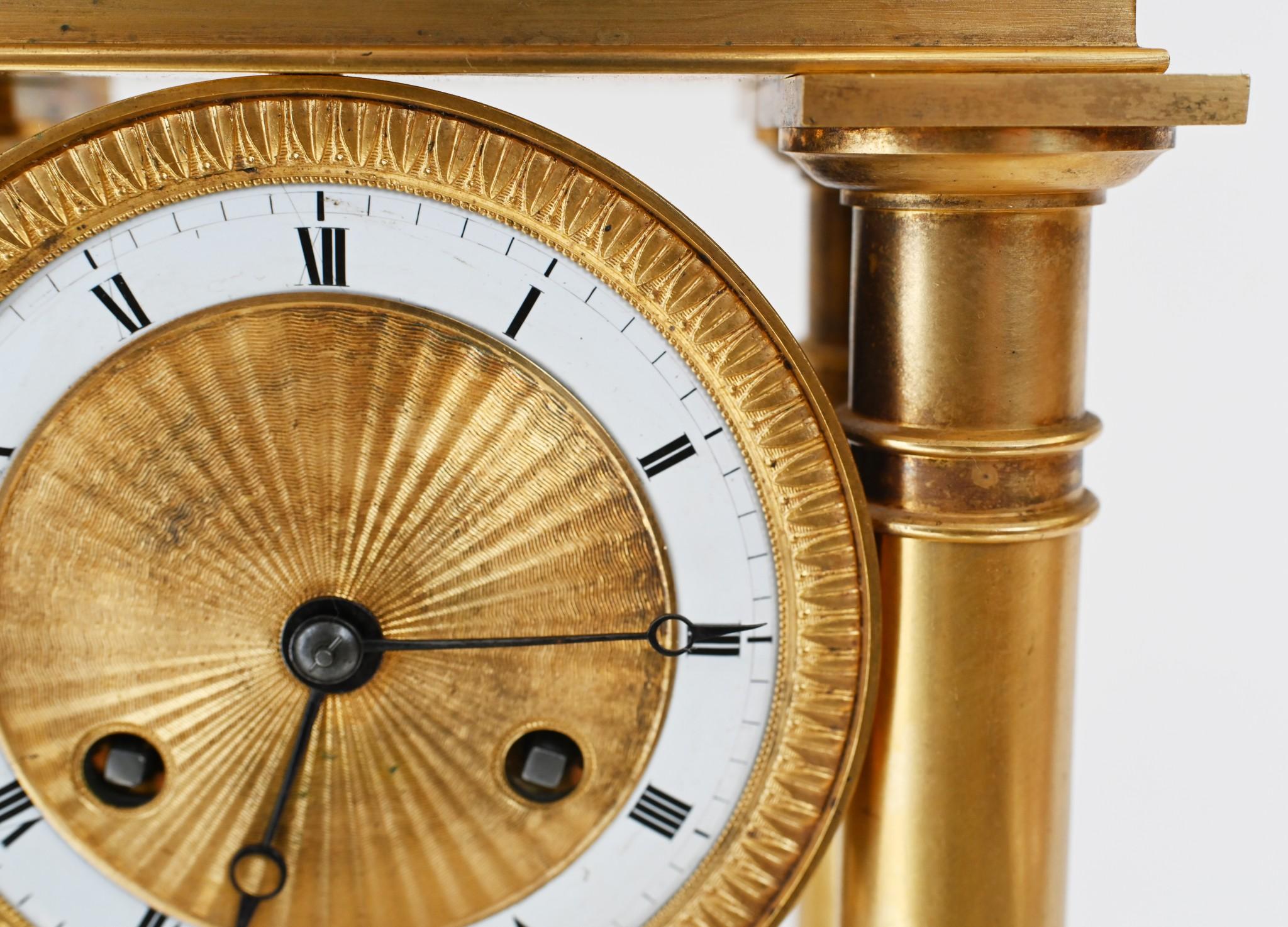 Metal French Gilt Portico Clock Charles X 1810
