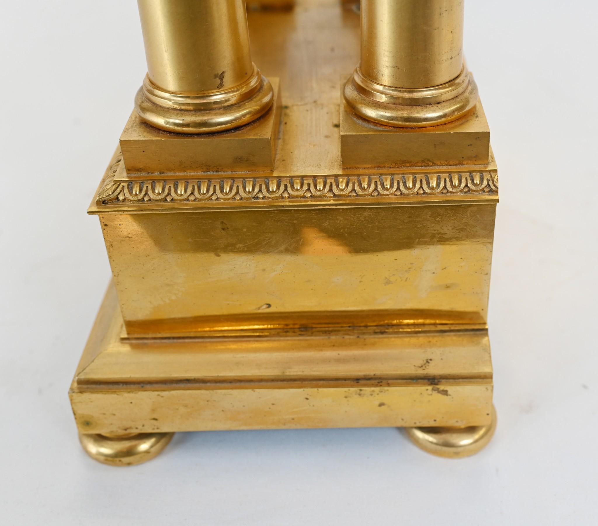 French Gilt Portico Clock Charles X 1810 1