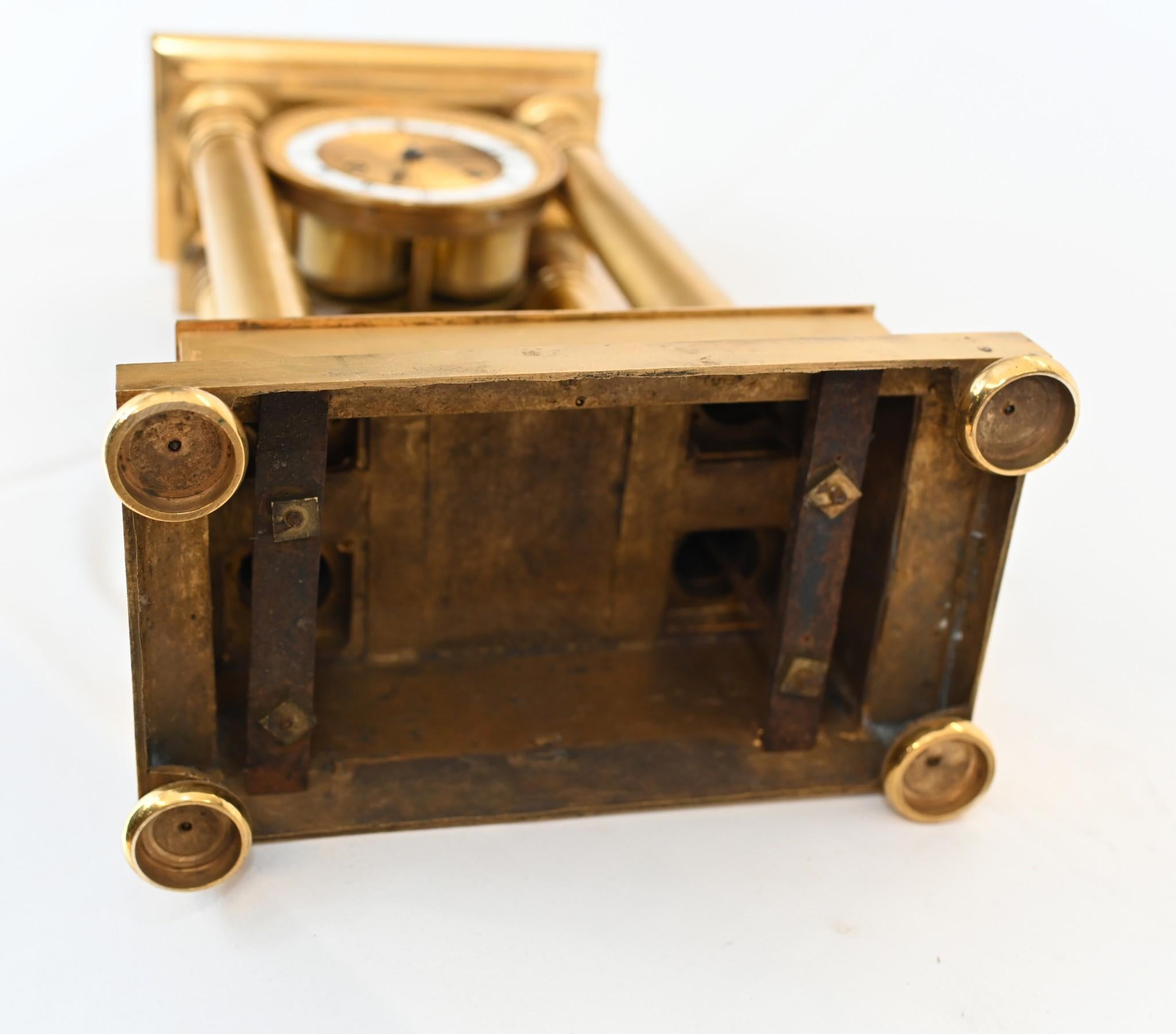 French Gilt Portico Clock Charles X 1810 4