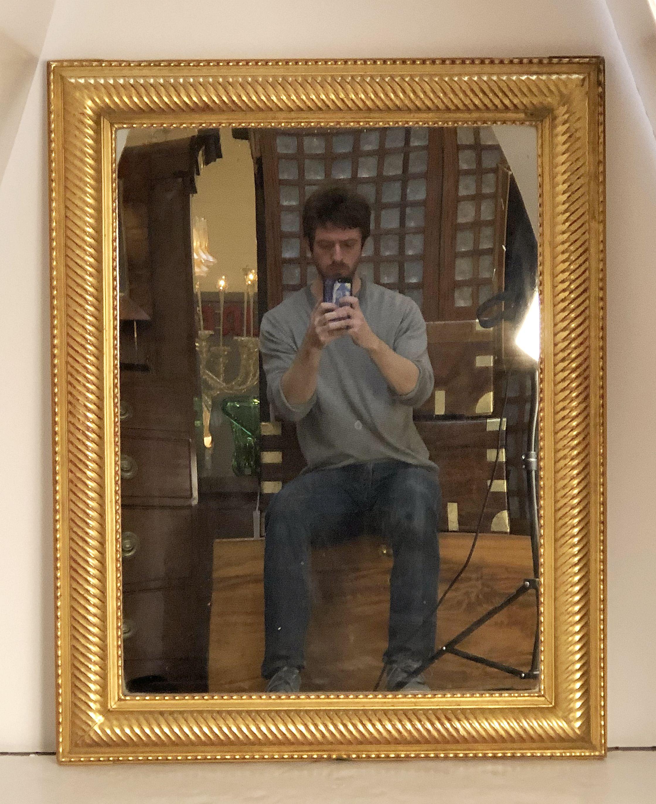 French Gilt Rectangular Wall Mirror (H 39 x W 30 3/4) For Sale 8