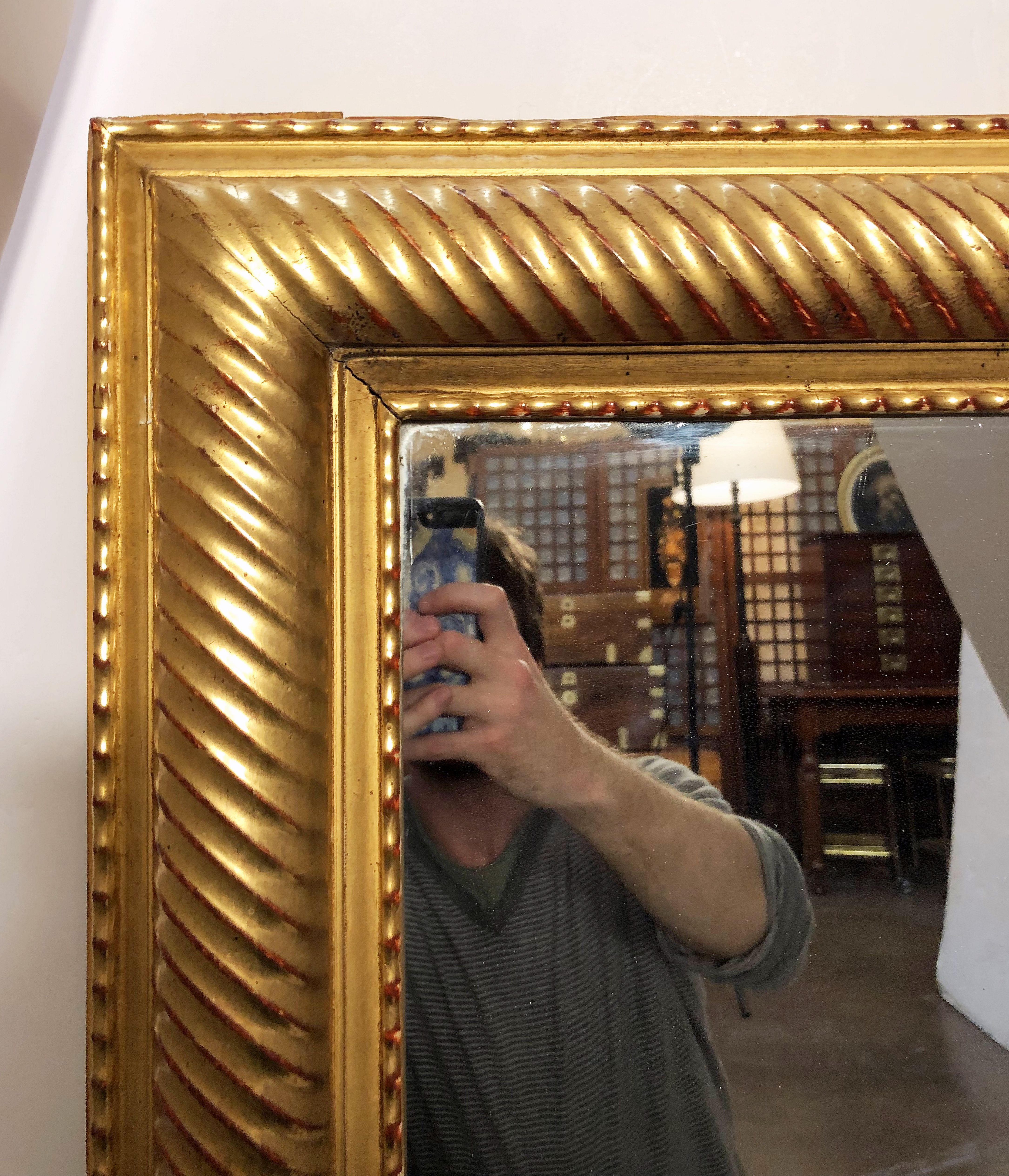 Glass French Gilt Rectangular Wall Mirror (H 39 x W 30 3/4) For Sale