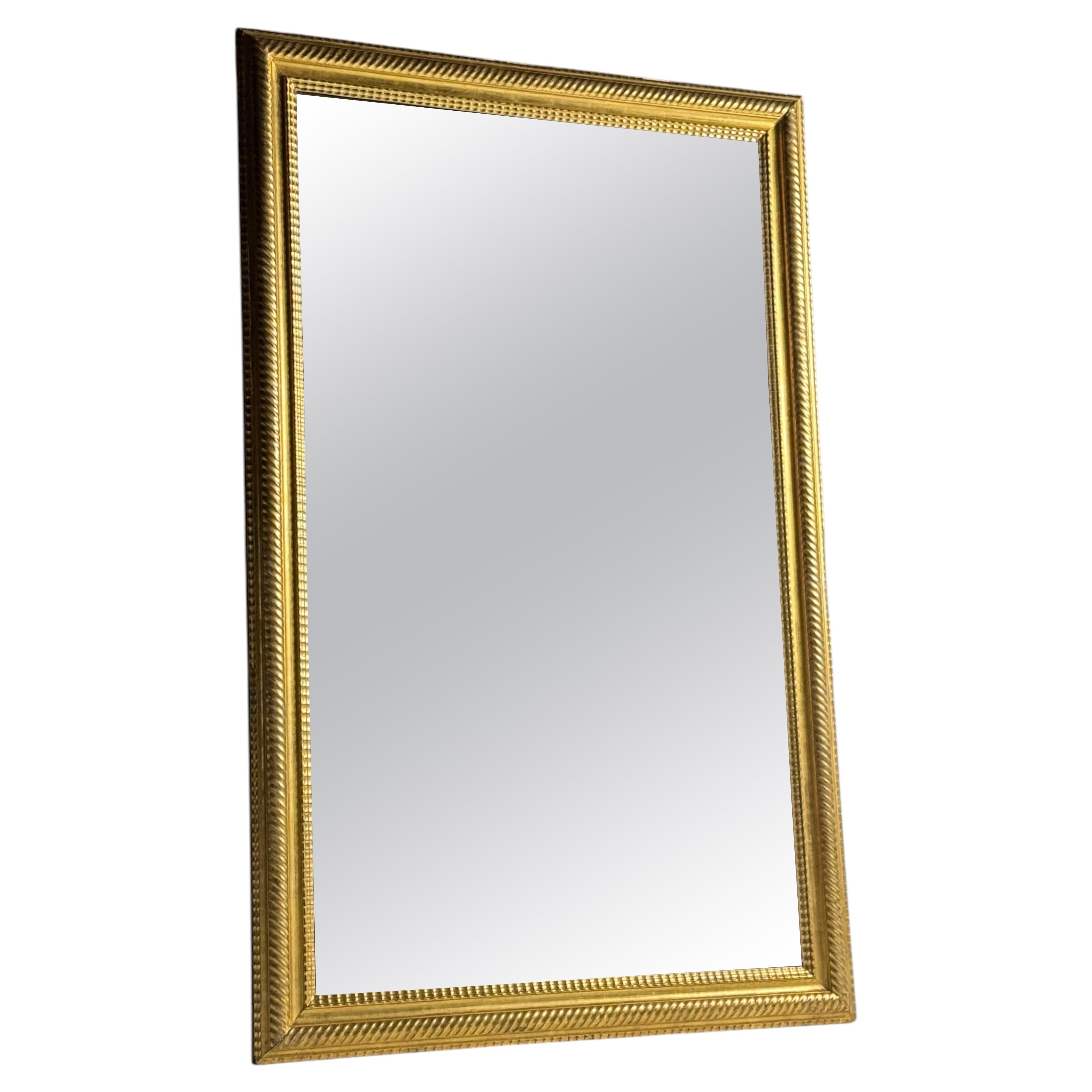 Specchio francese con cornice dorata a onde, 187 cm in vendita