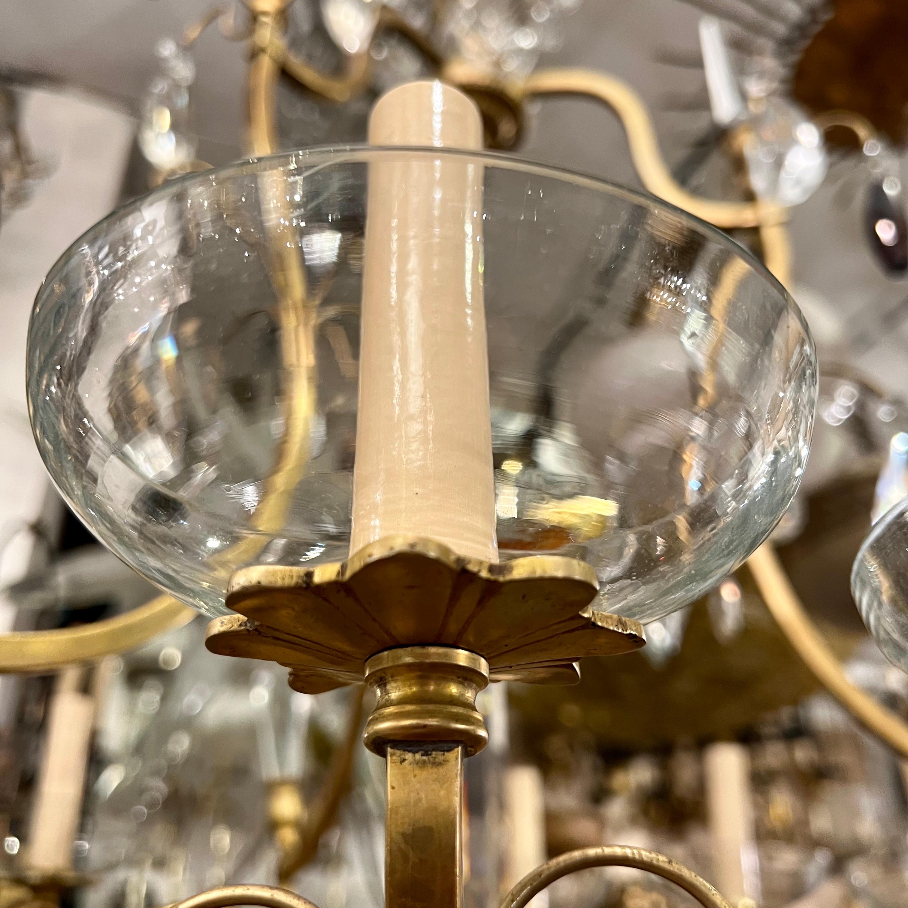 Bronze French Gilt Rock Crystal Chandelier For Sale