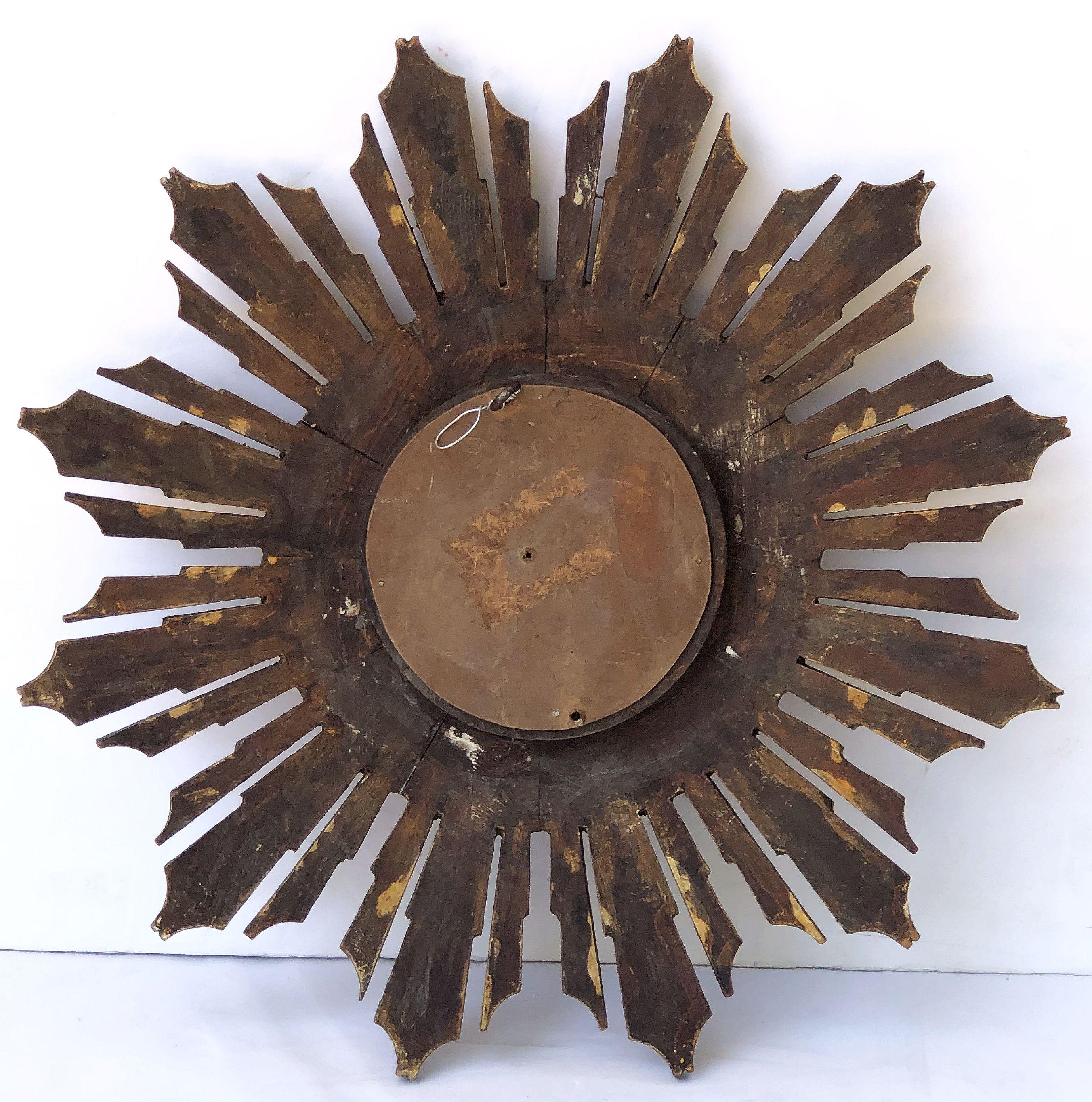 French Gilt Starburst or Sunburst Convex Mirror (Diameter 16) 12