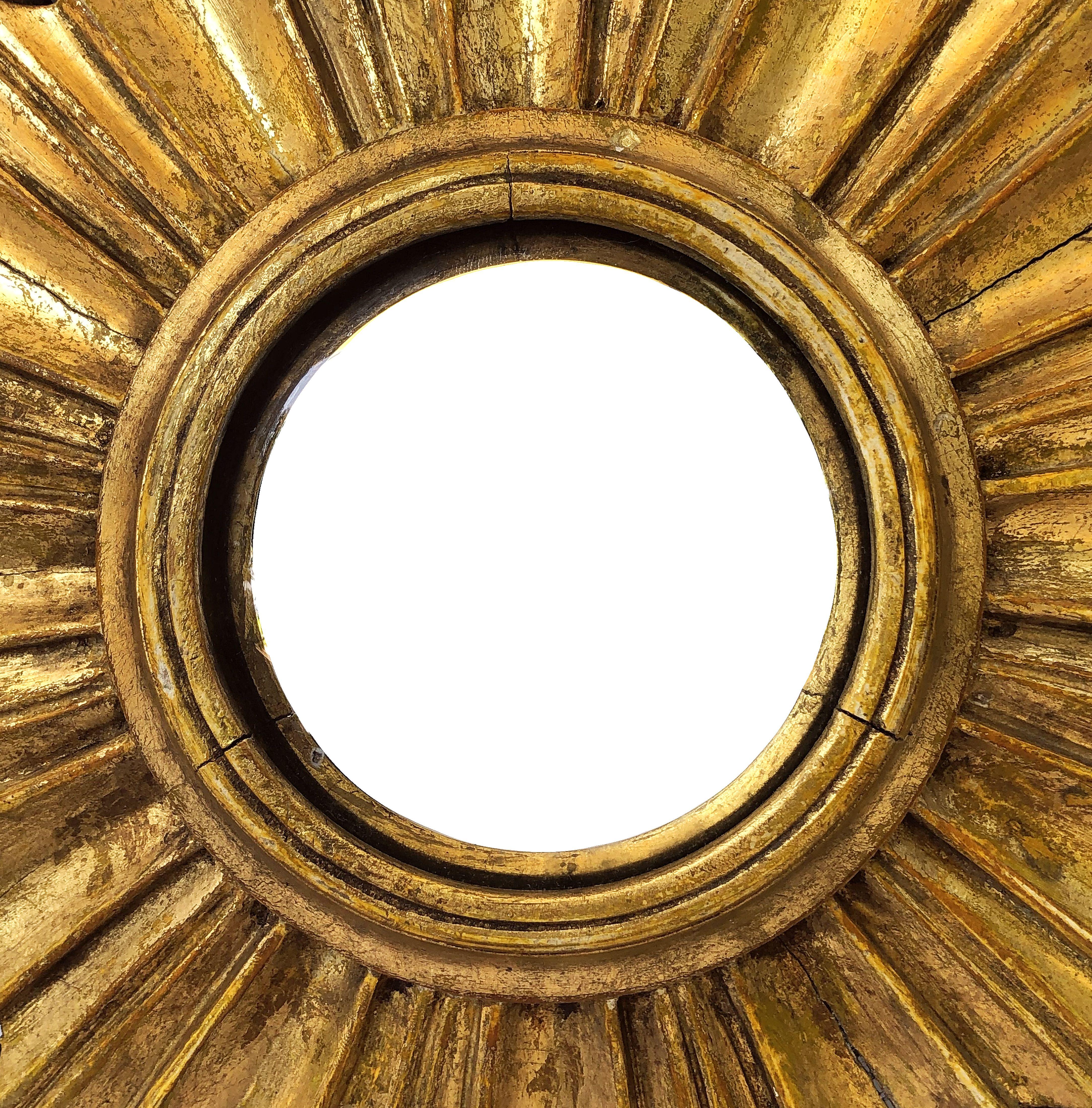 French Gilt Starburst or Sunburst Convex Mirror (Diameter 16) 2