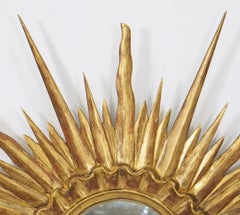Miroir convexe français en étoile dorée ou en forme d'étoile de soleil (diamètre 30 1/2)