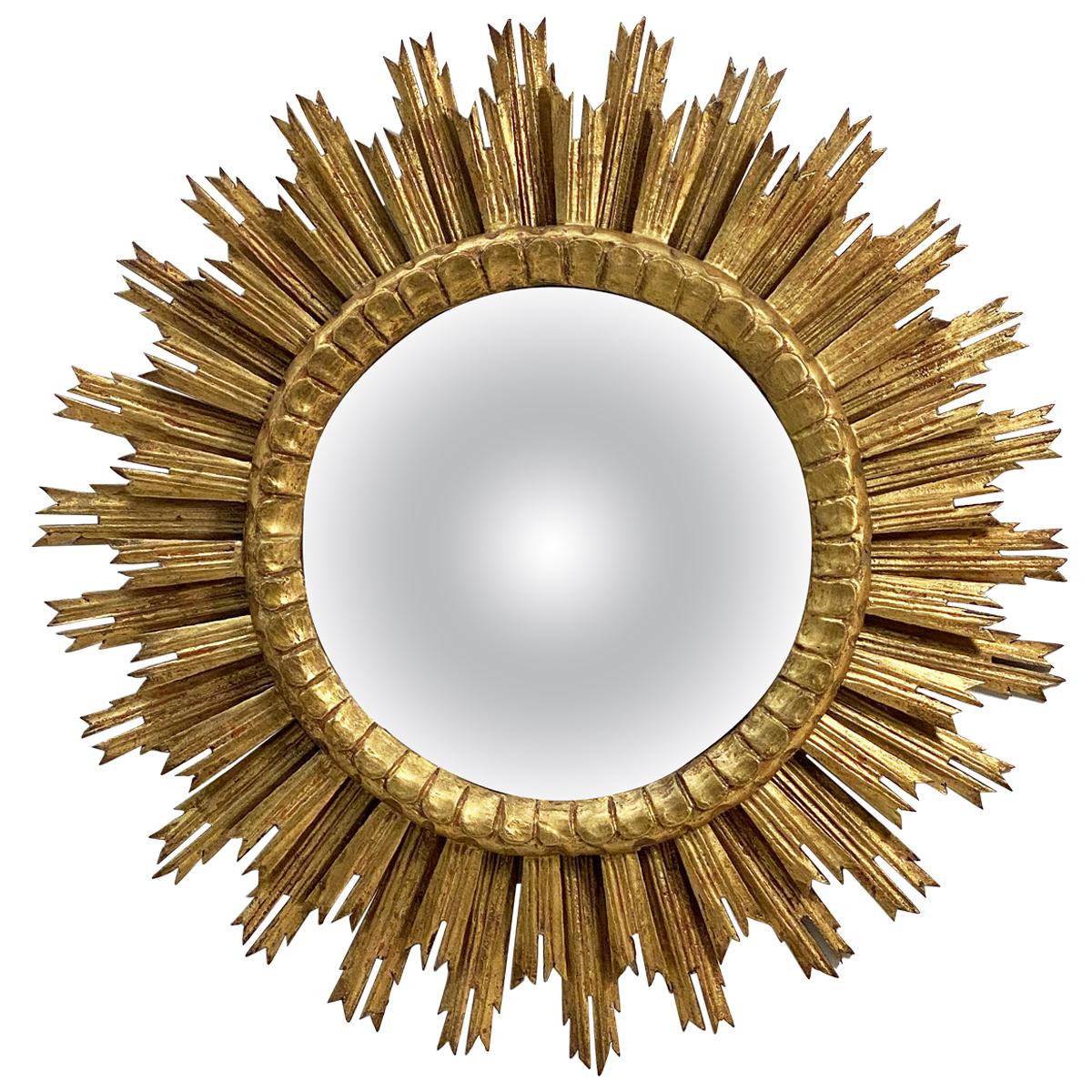 French Gilt Starburst or Sunburst Convex Mirror (Diameter 30)