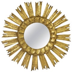 French Gilt Starburst or Sunburst Mirror (Diameter 16) French Gilt Starburst or Sunburst Mirror (Diameter 16)