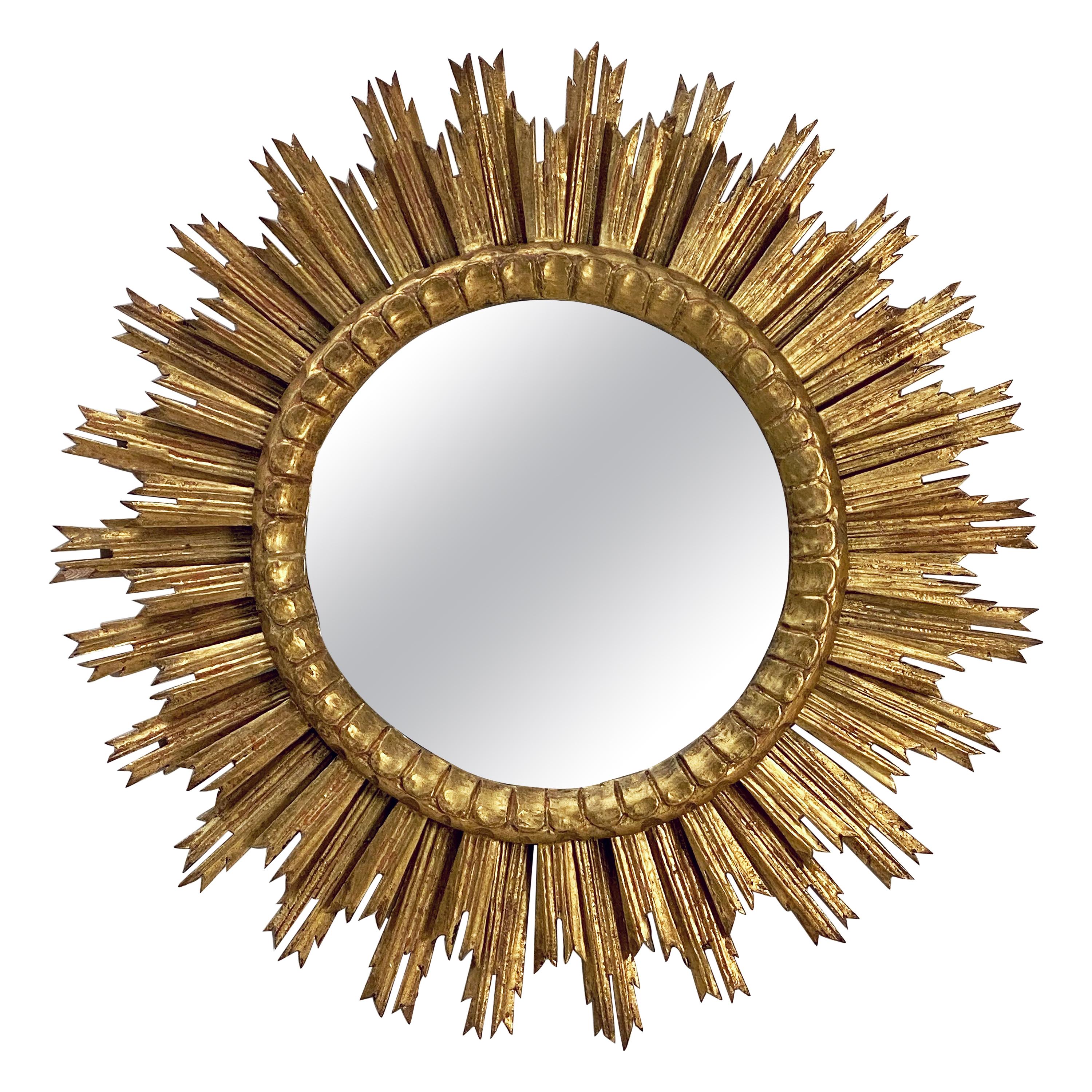 French Gilt Starburst or Sunburst Mirror (Diameter 30)