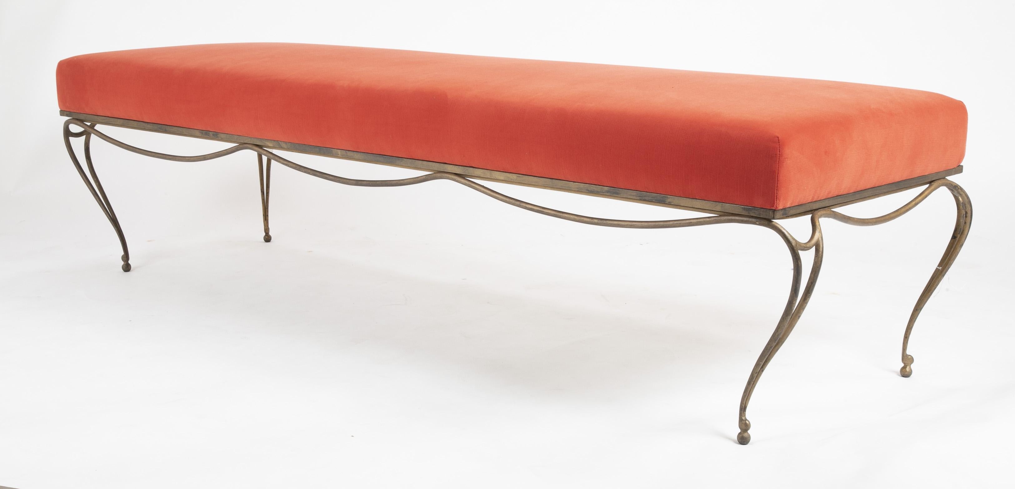 French Gilt Steel Bench in the Style of Maison Ramsay 2