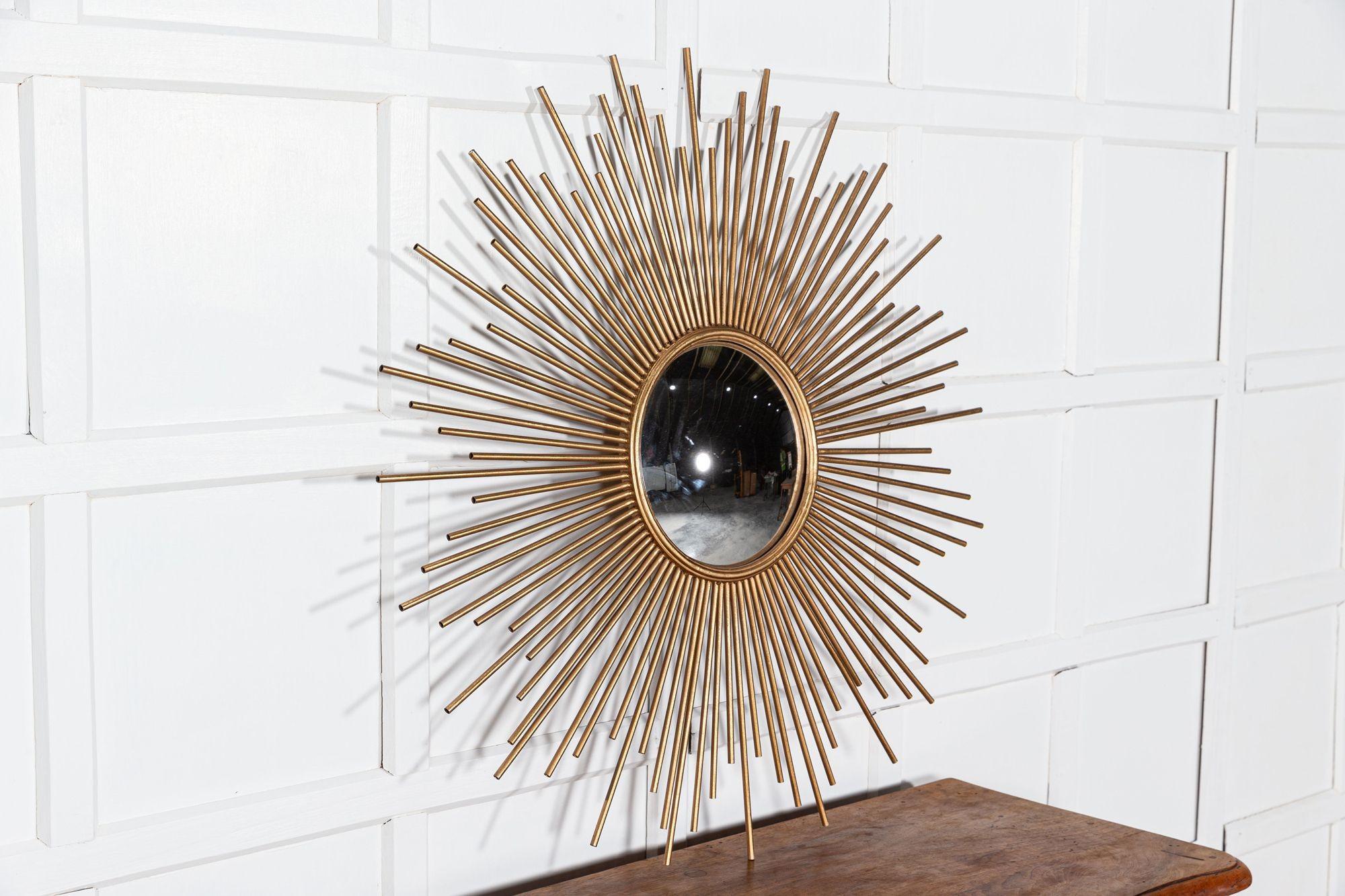 circa late 20thC
French Gilt metal Sunburst Convex Mirror of good scale in the style of Chaty Vallauris

Measures: W100 x D5 x H100cm.