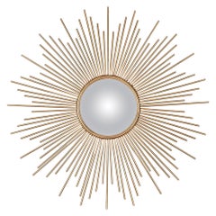 French Gilt Sunburst Convex Mirror